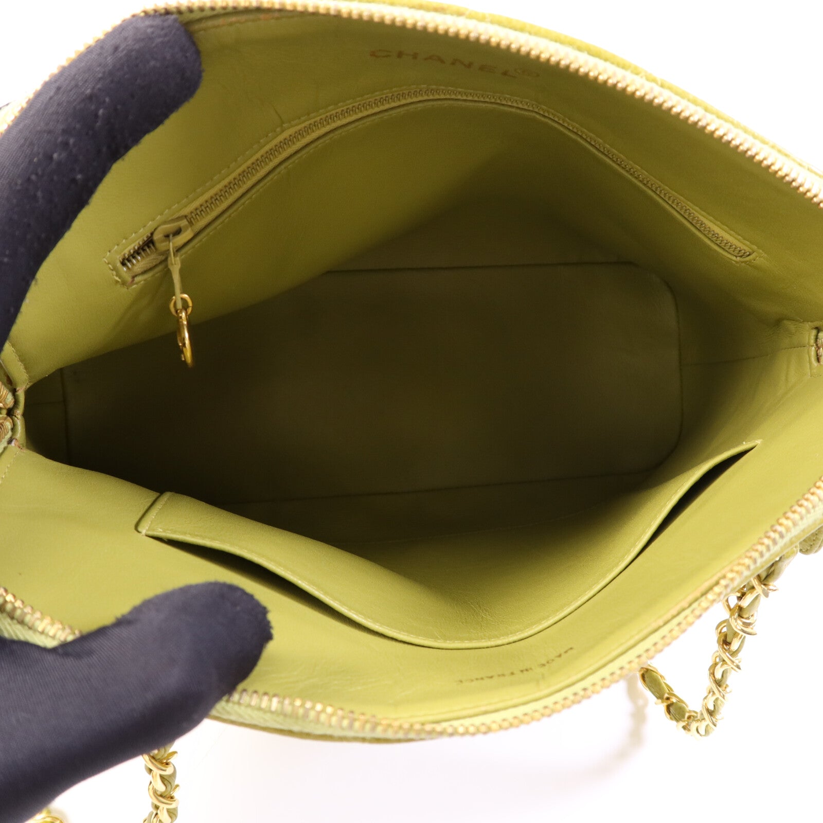 CHANEL 牛皮皮革Shoulder Bag金扣鏈帶肩背袋