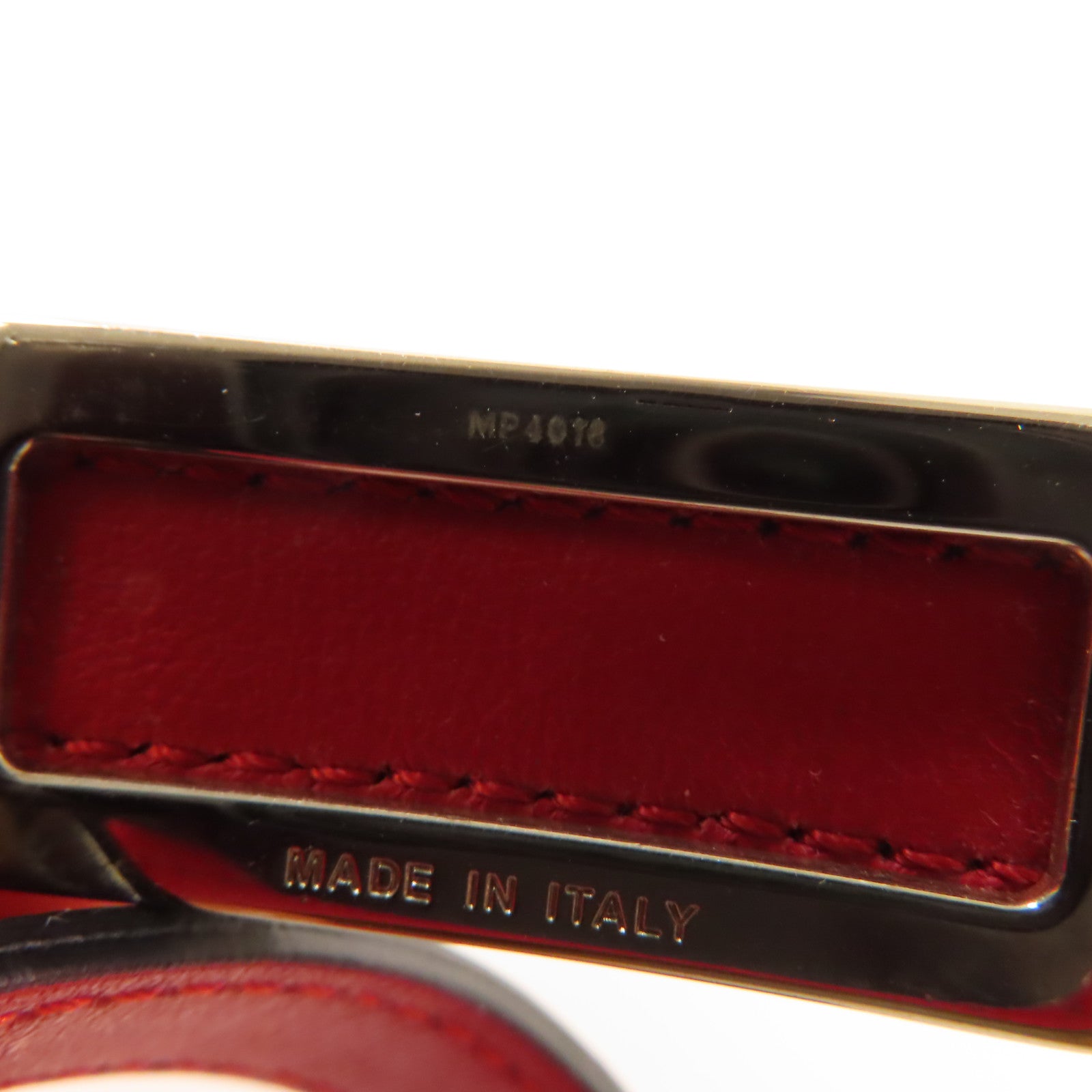 FENDI 牛皮皮革Leather Bracelet銀扣手帶黑色/紅色