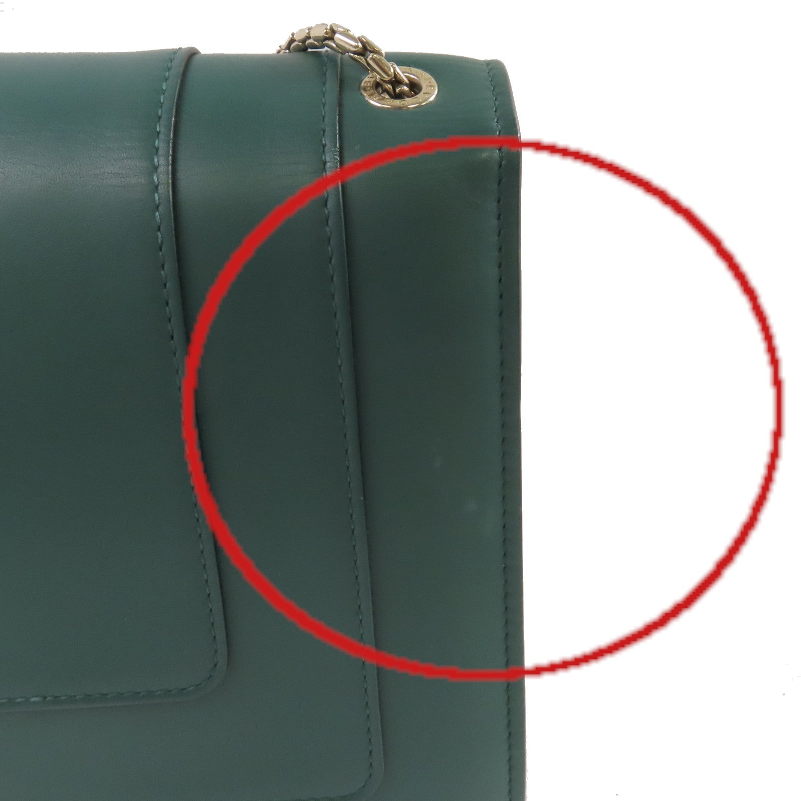 BVLGARI 牛皮皮革Serpenti Forever Shoulder Bag銀扣鏈帶肩背綠色