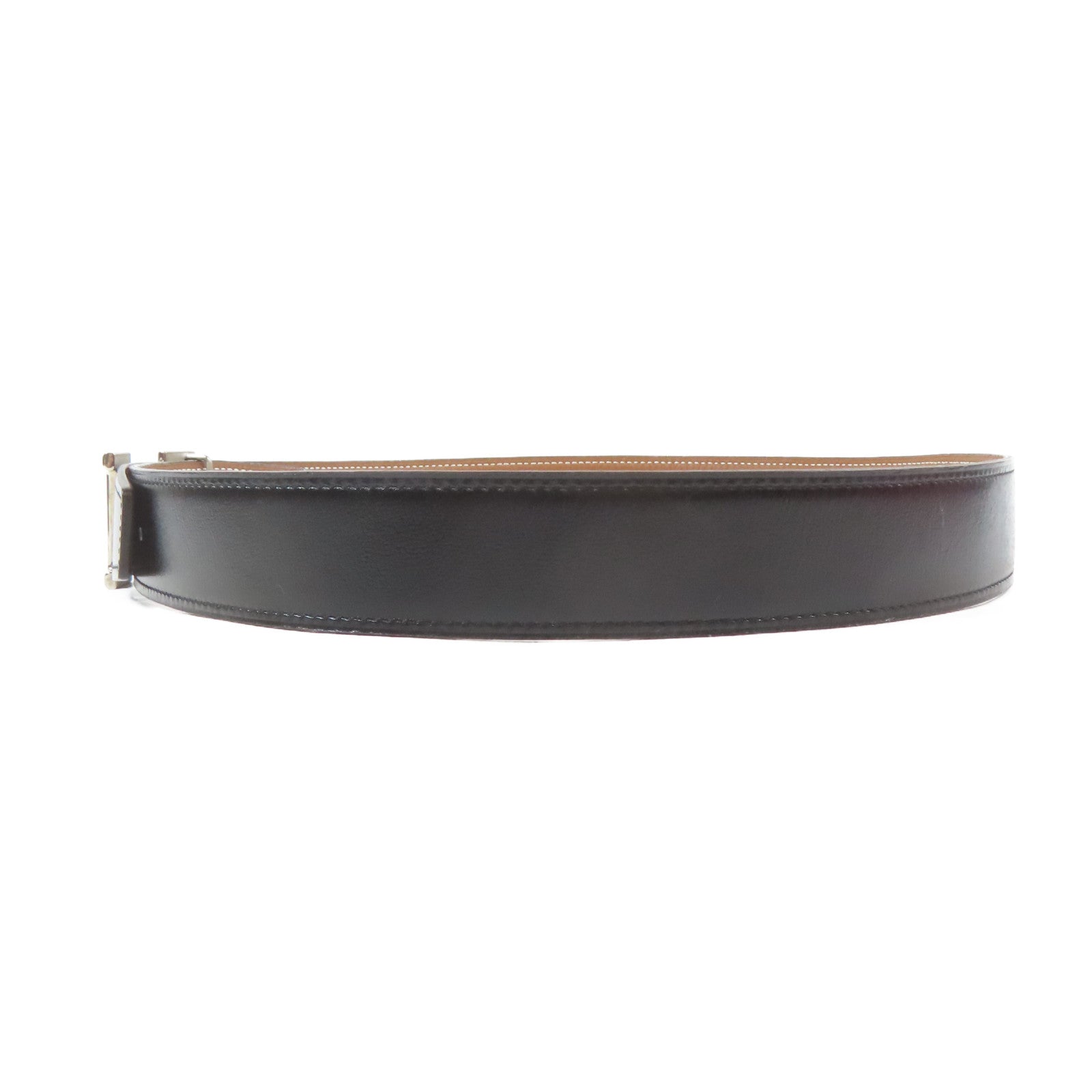 HERMES 皮革Belt銀扣皮帶黑色/啡色80cm