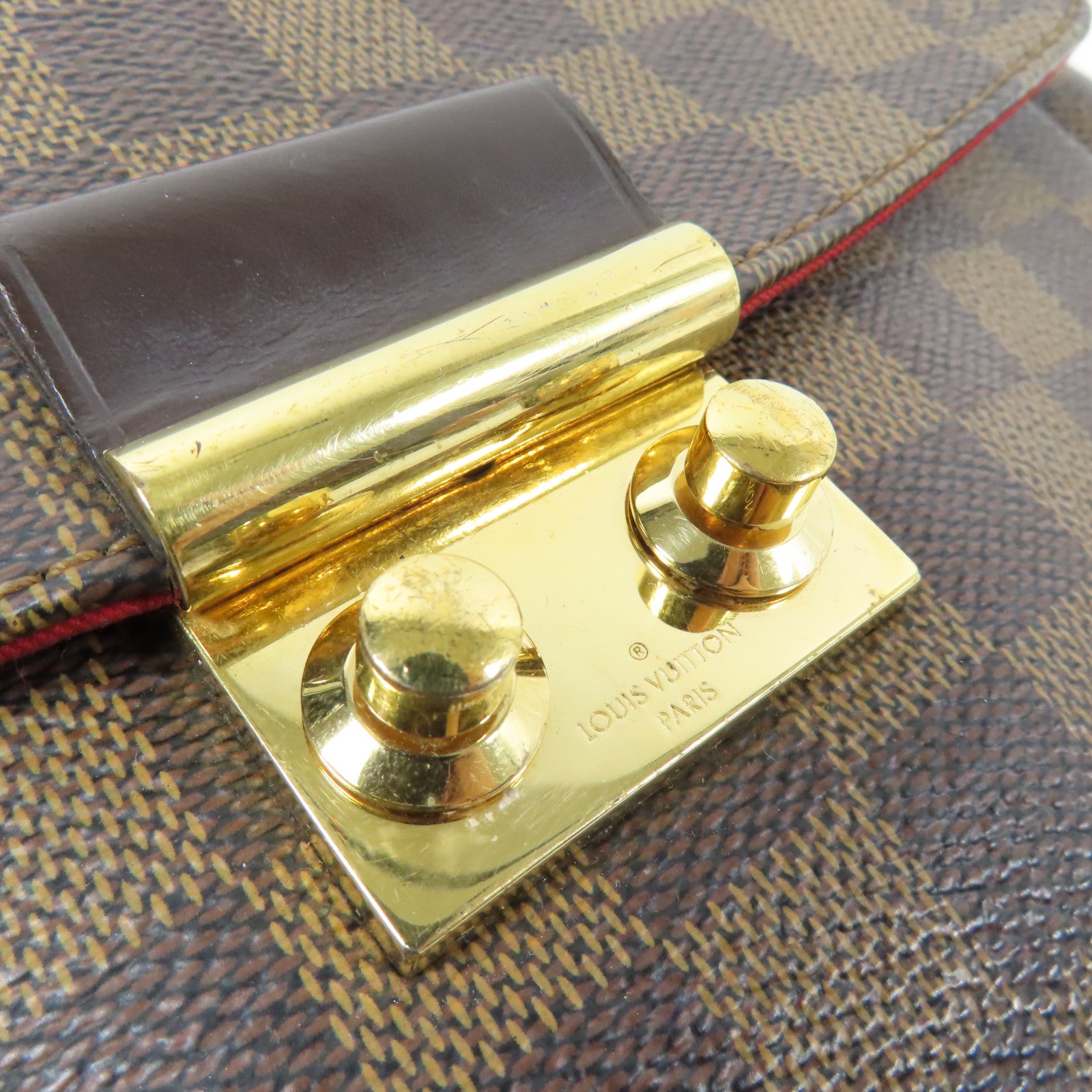 LOUIS VUITTON Damier Croisette金扣手挽肩背兩用袋