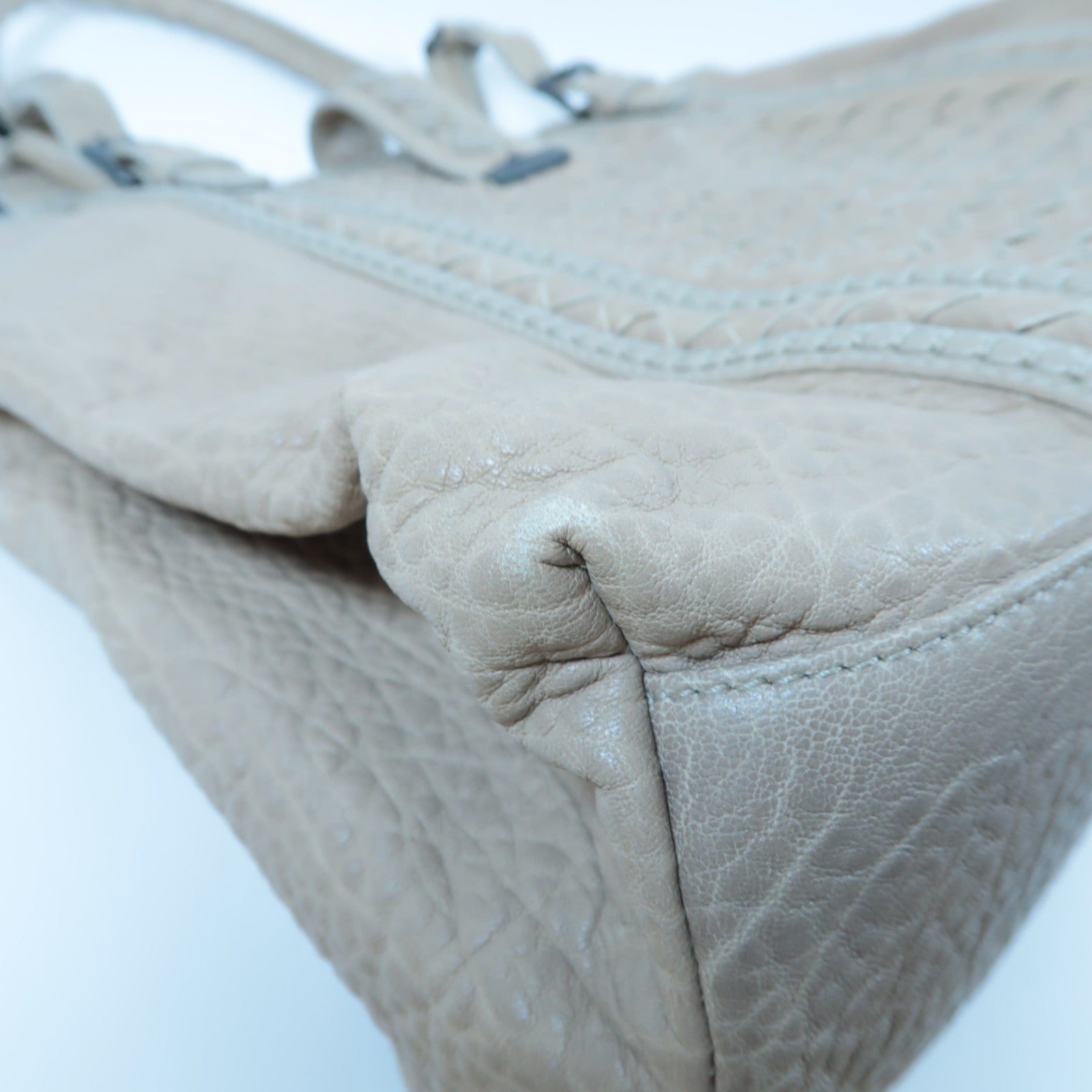 BOTTEGA VENETA 【激減優惠】織紋牛皮皮革Shoulder Bag銀扣肩背袋米色