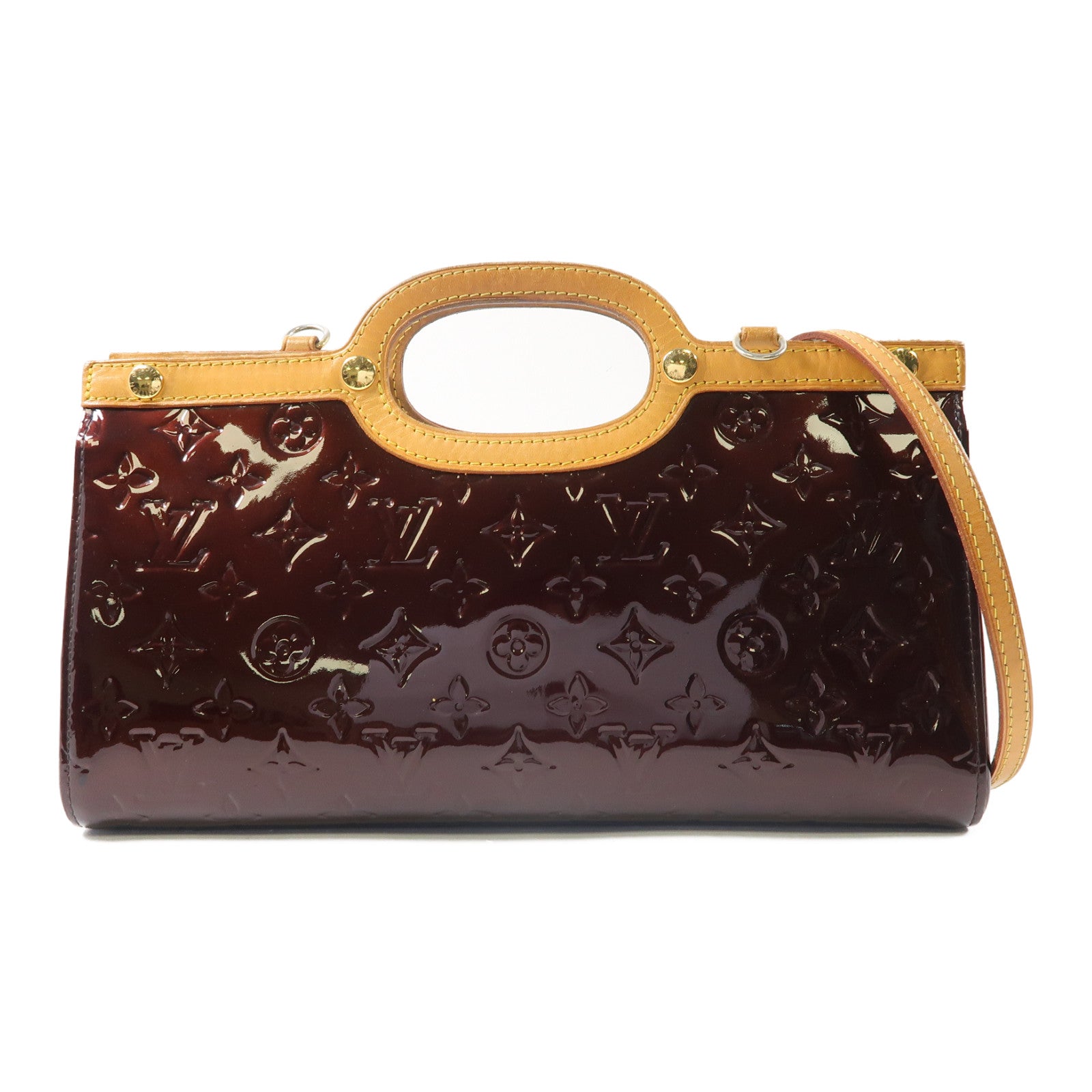 LOUIS VUITTON Monogram Vernis Roxbury Drive金扣手挽肩背兩用袋酒紅色
