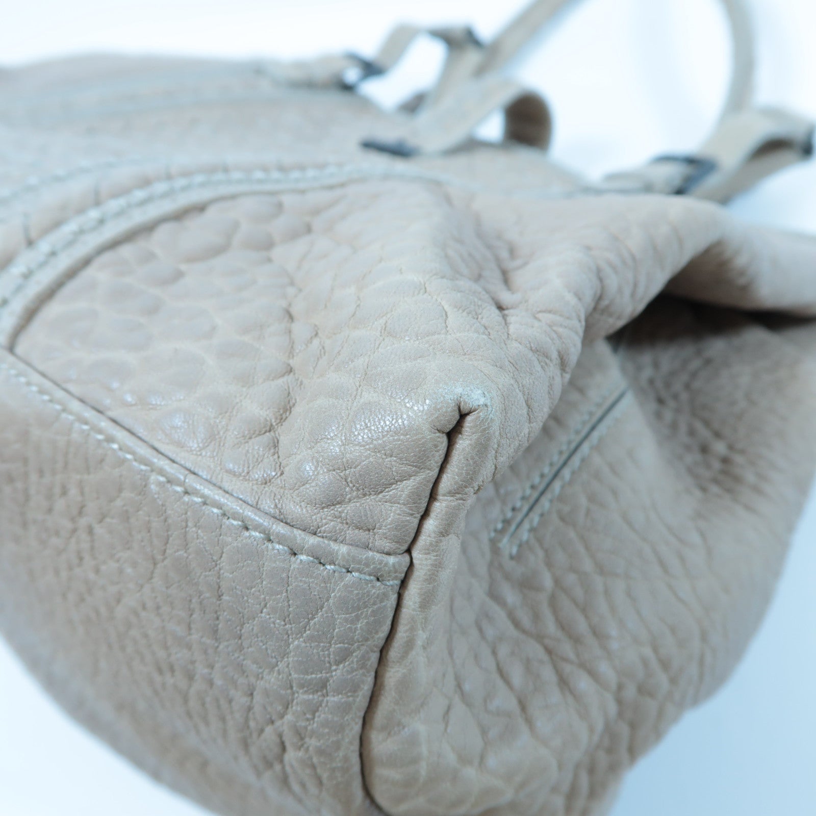 BOTTEGA VENETA 【激減優惠】織紋牛皮皮革Shoulder Bag銀扣肩背袋米色