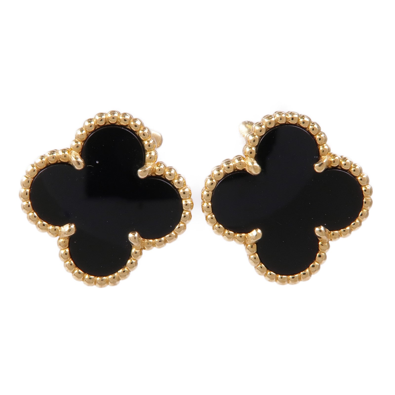 Van Cleef & Arpels 18K黃金/縞瑪瑙Vintage Alhambra Earrings耳環