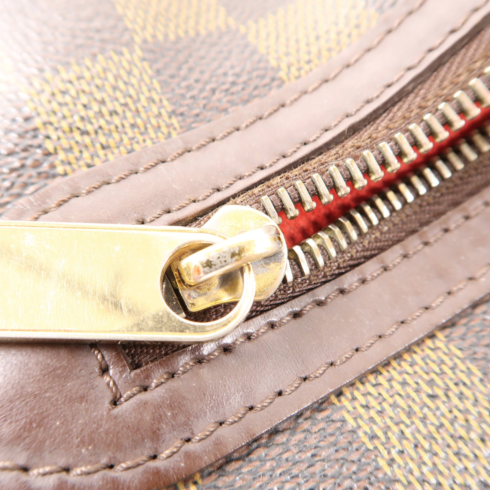 LOUIS VUITTON Damier Saleya GM金扣肩背袋棕色