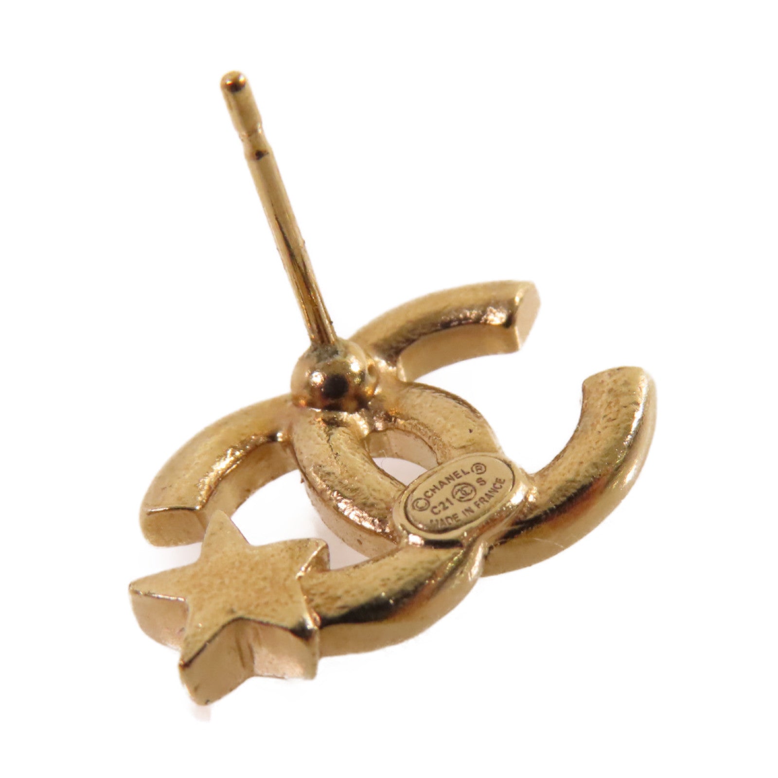 CHANEL 金屬CC Star Earrings耳環金色