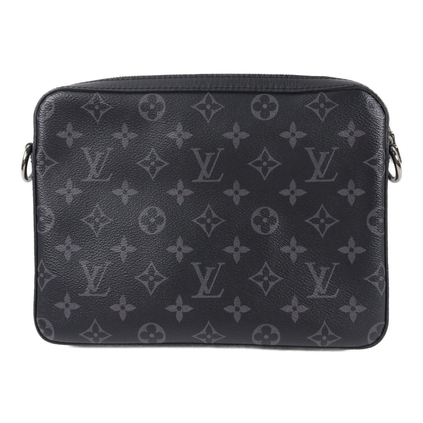 LOUIS VUITTON Monogram Eclipse Reverse Trio Messenger銀扣肩背袋灰色