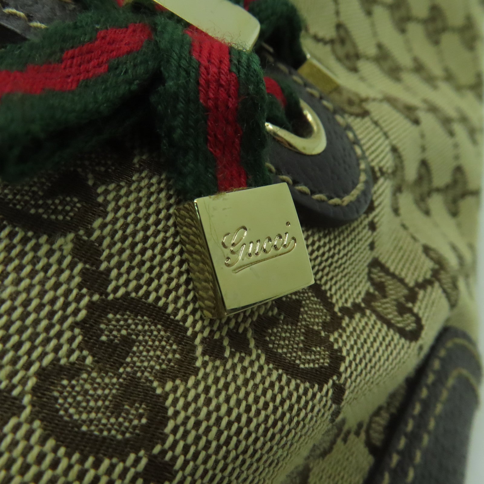 GUCCI 【激減優惠】帆布Shoulder Bag金扣肩背袋啡色