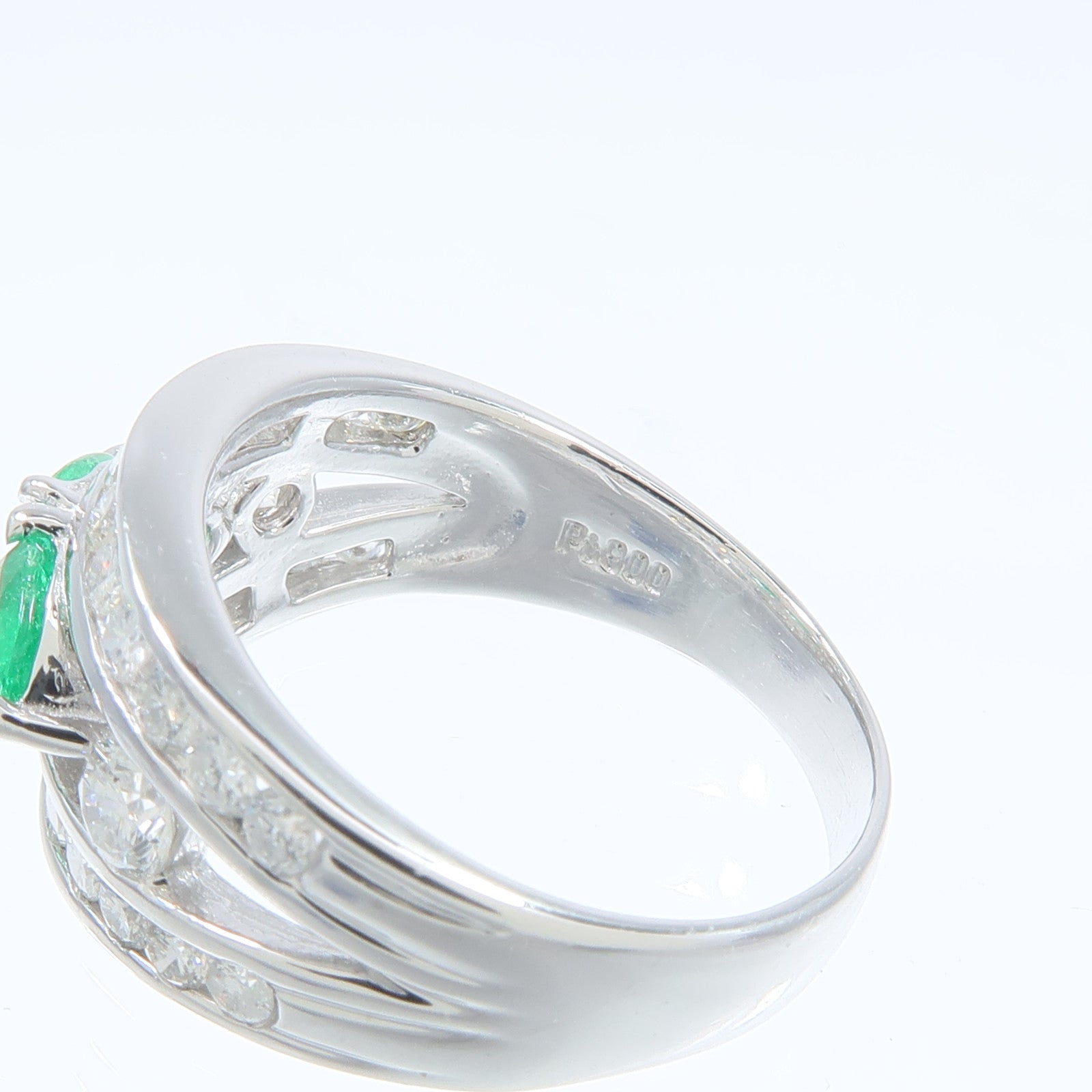 JEWELRY 【激減優惠】PT900鉑金Diamond Ring綠寶石/鑽石戒指