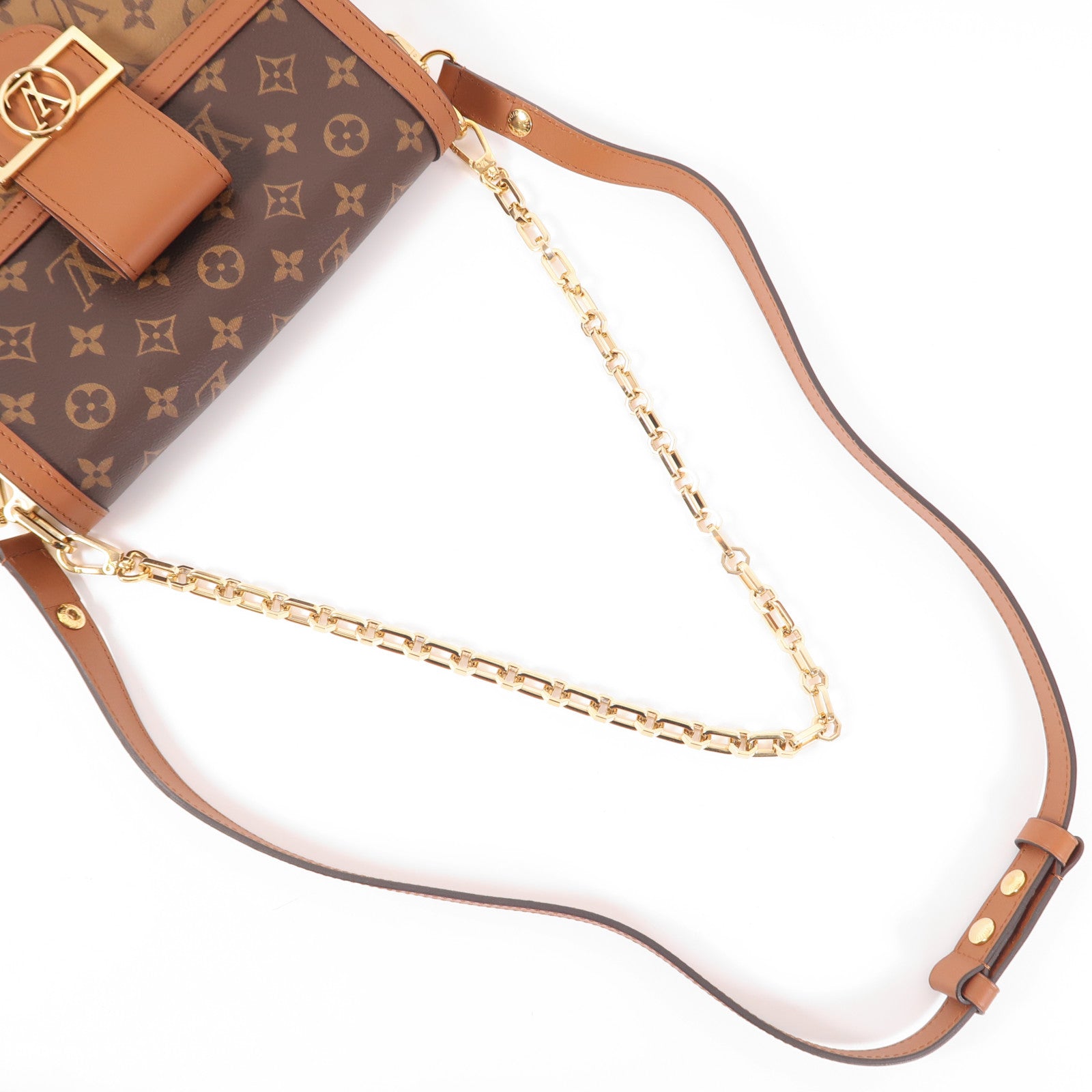 LOUIS VUITTON LV GHW Dauphine MM 2 Way Shoulder Bag M44391 Monogram Reverse