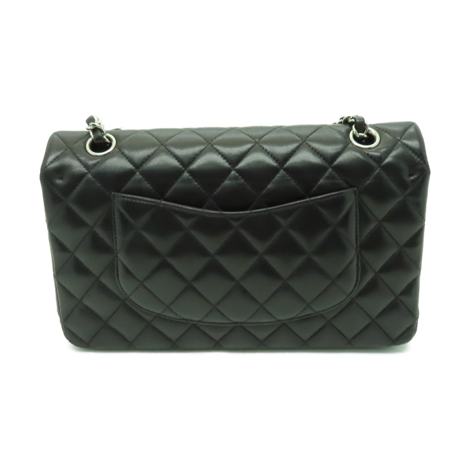 CHANEL 【清倉大減價】菱格羊皮皮革Classic 25銀扣鏈帶肩背袋黑色