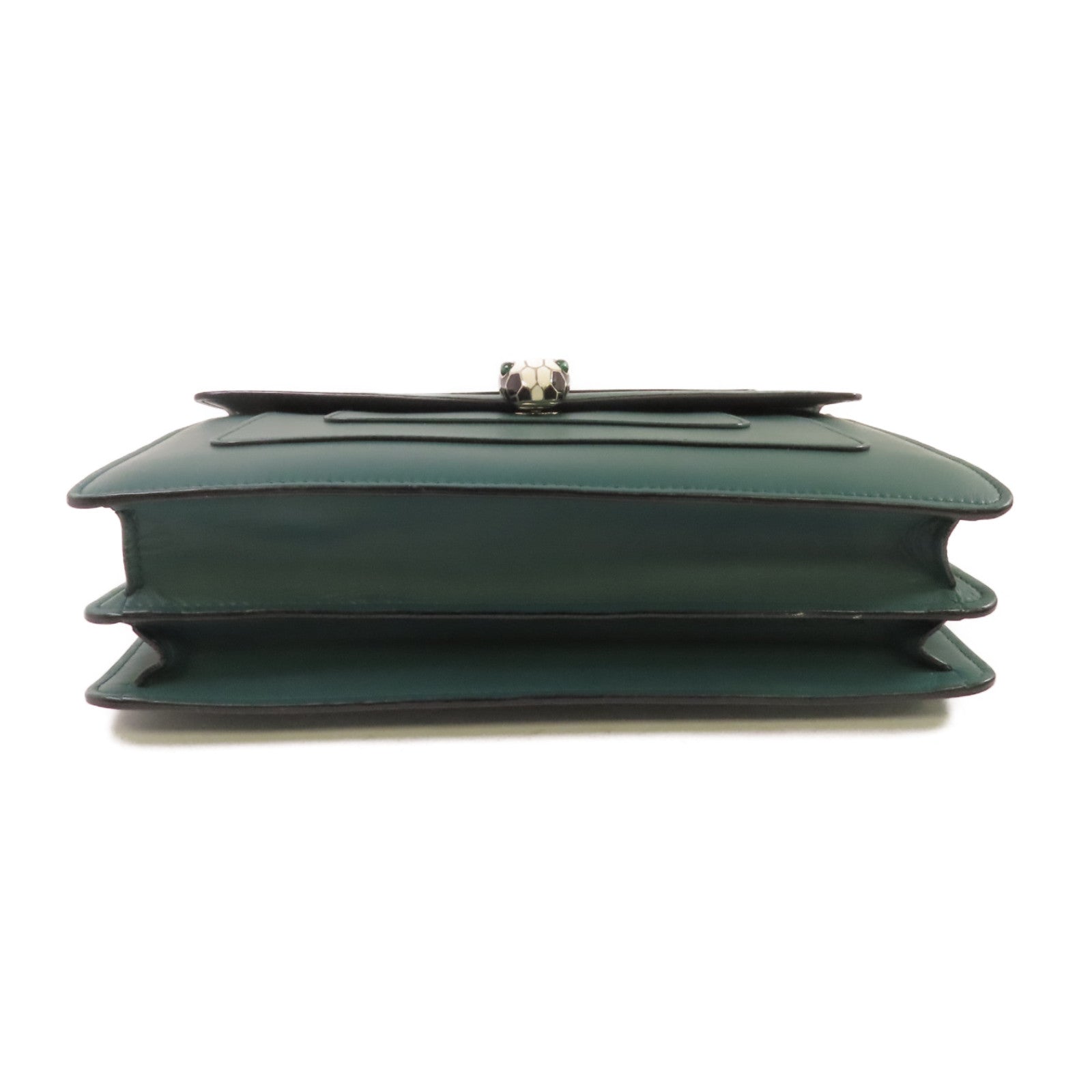 BVLGARI 牛皮皮革Serpenti Forever Shoulder Bag銀扣鏈帶肩背綠色