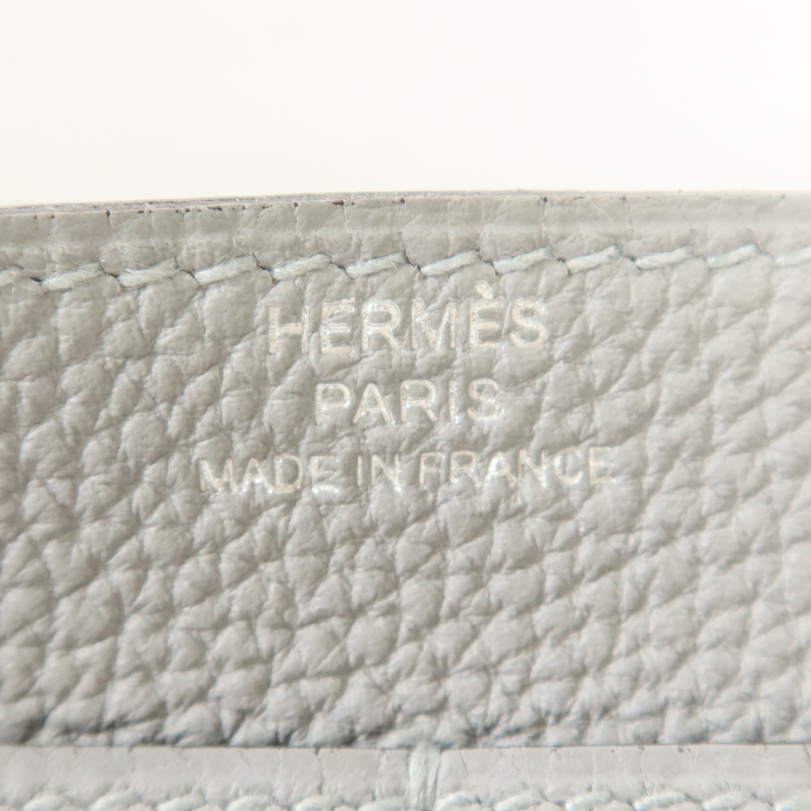 HERMES Clemence皮革Dogon GM銀扣長錢包Gris Mouette
