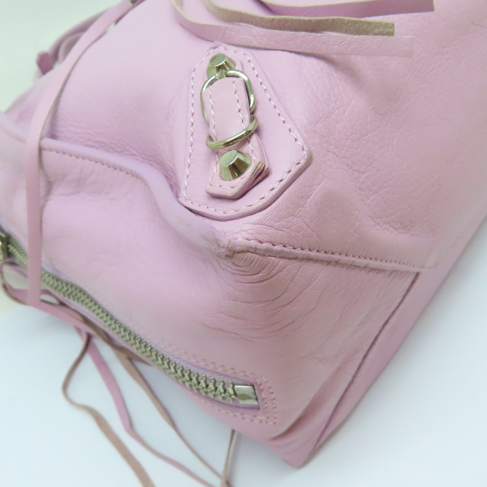 BALENCIAGA 【激減優惠】牛皮皮革Papier Tote銀扣手挽袋紫色