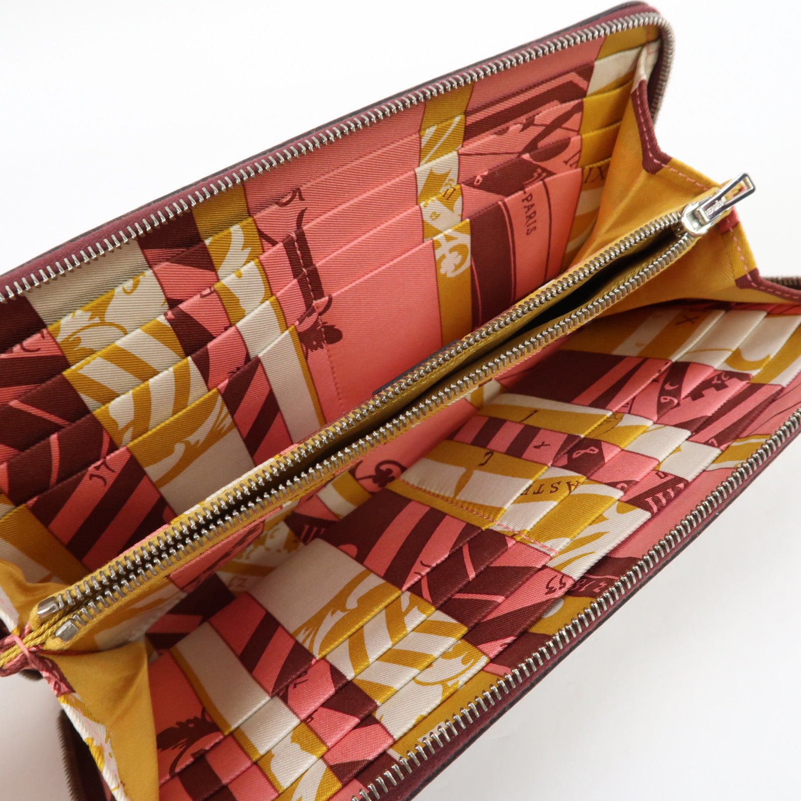 HERMES Epsom皮革Silk'In Wallet銀扣長錢包愛馬仕紅色
