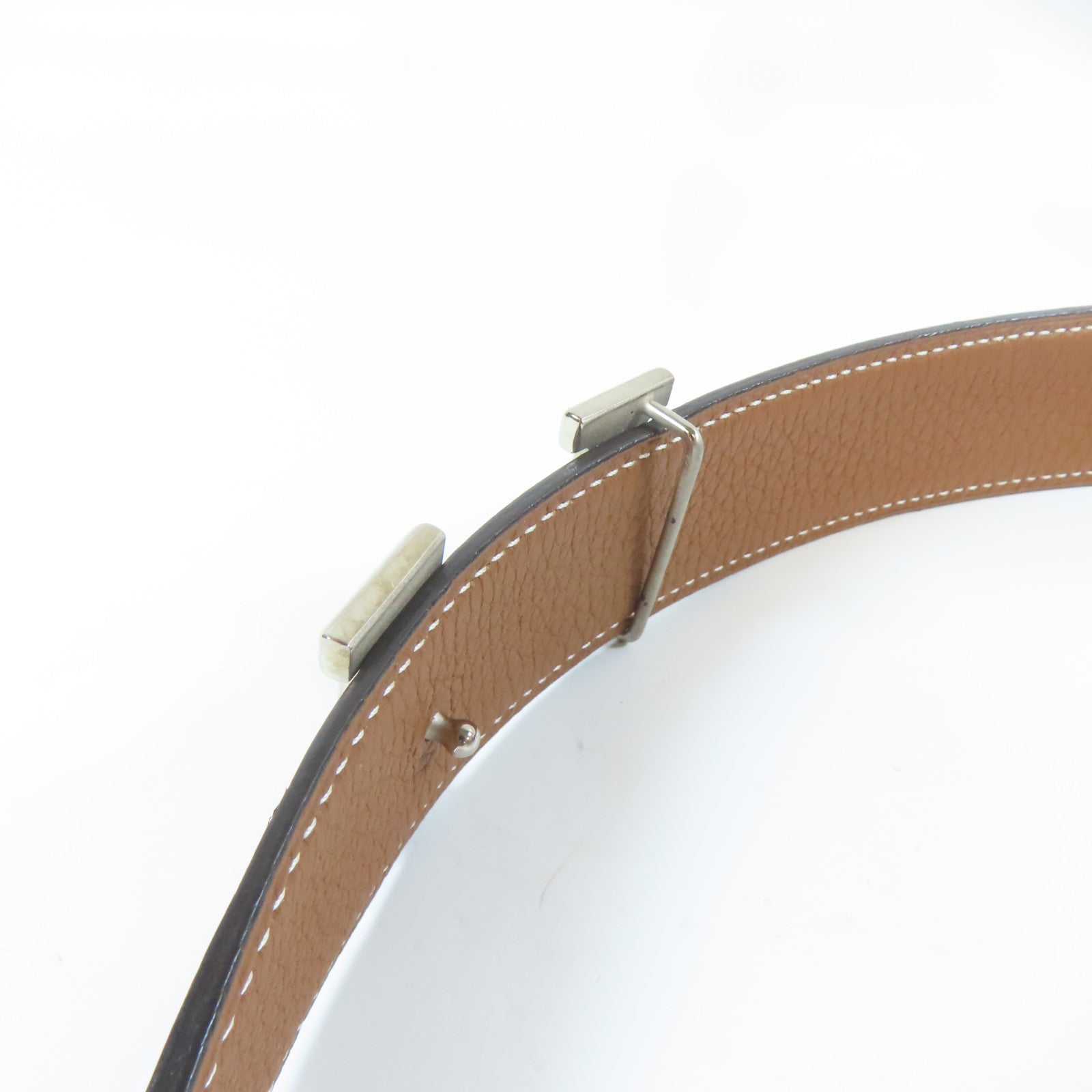 HERMES 皮革Belt銀扣皮帶黑色/啡色80cm