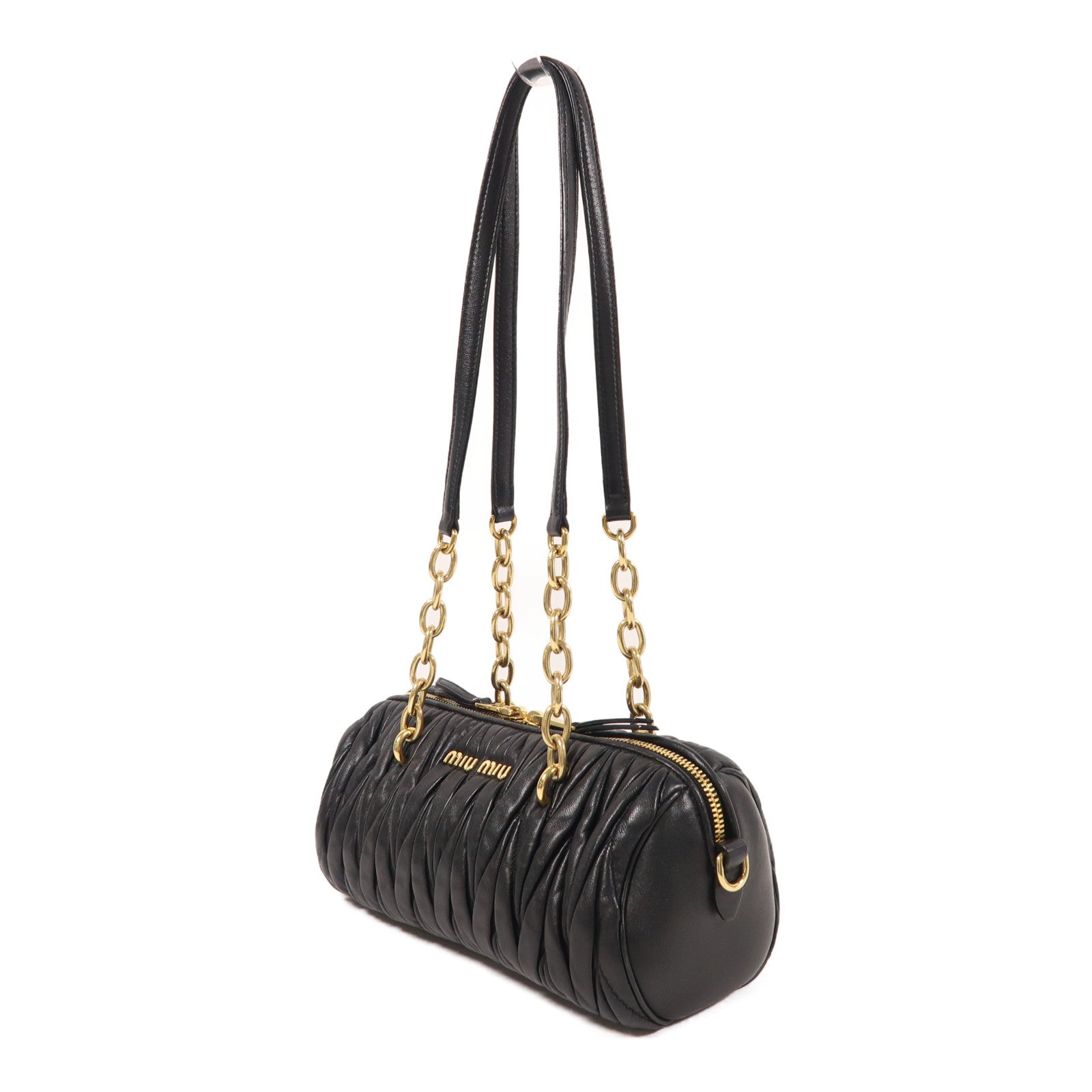 Miu Miu 羊皮皮革Chain Shoulder金扣鏈帶肩背袋