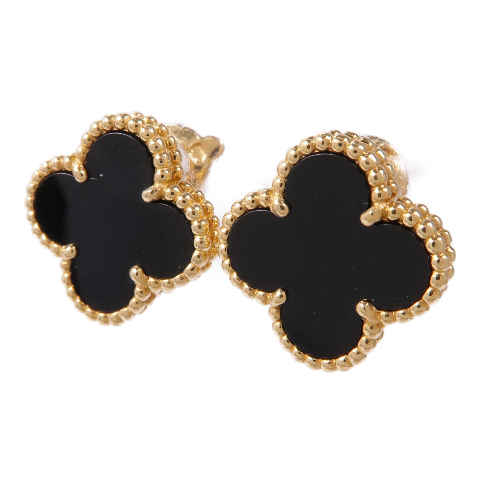 Van Cleef & Arpels 18K黃金/縞瑪瑙Vintage Alhambra Earrings耳環