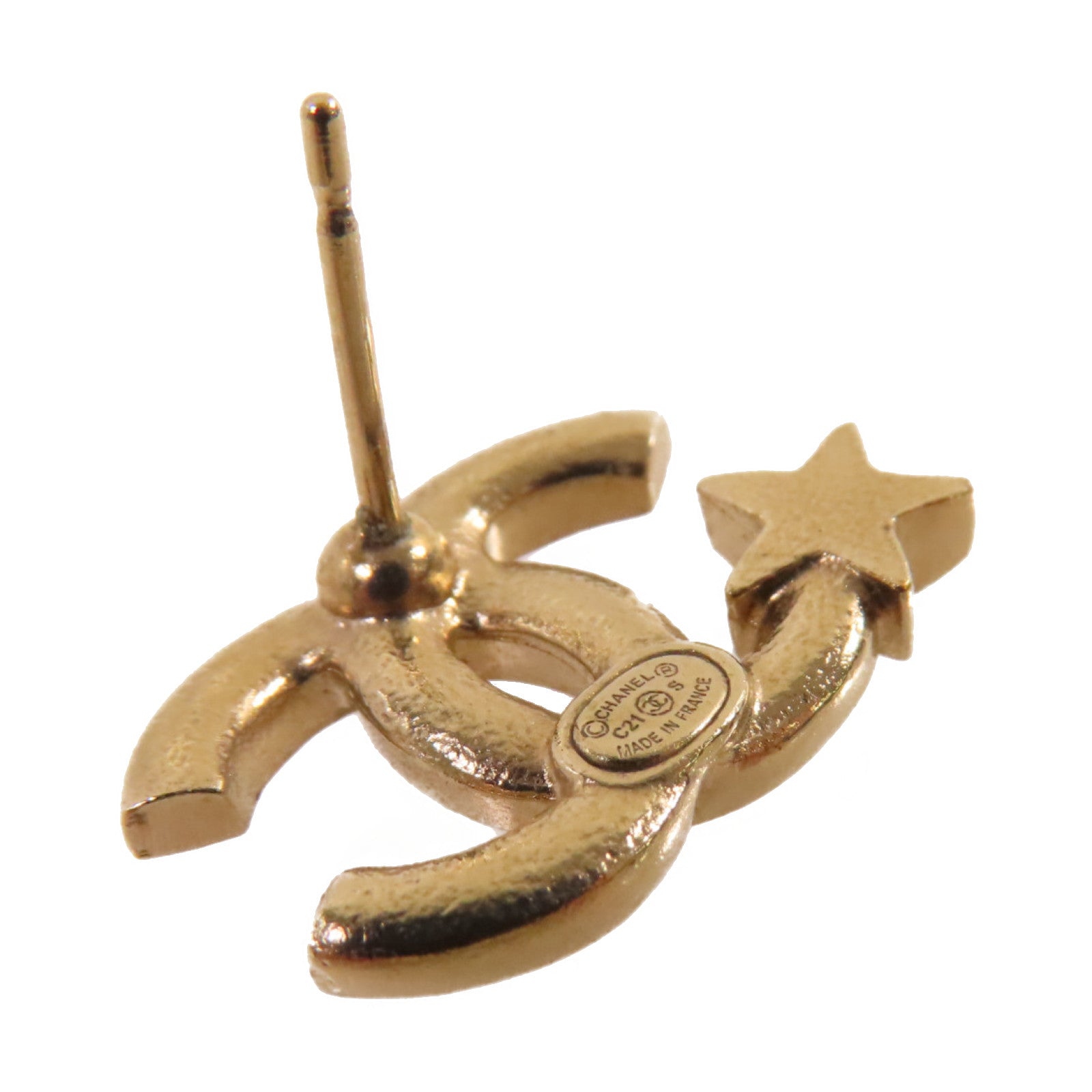 CHANEL 金屬CC Star Earrings耳環金色