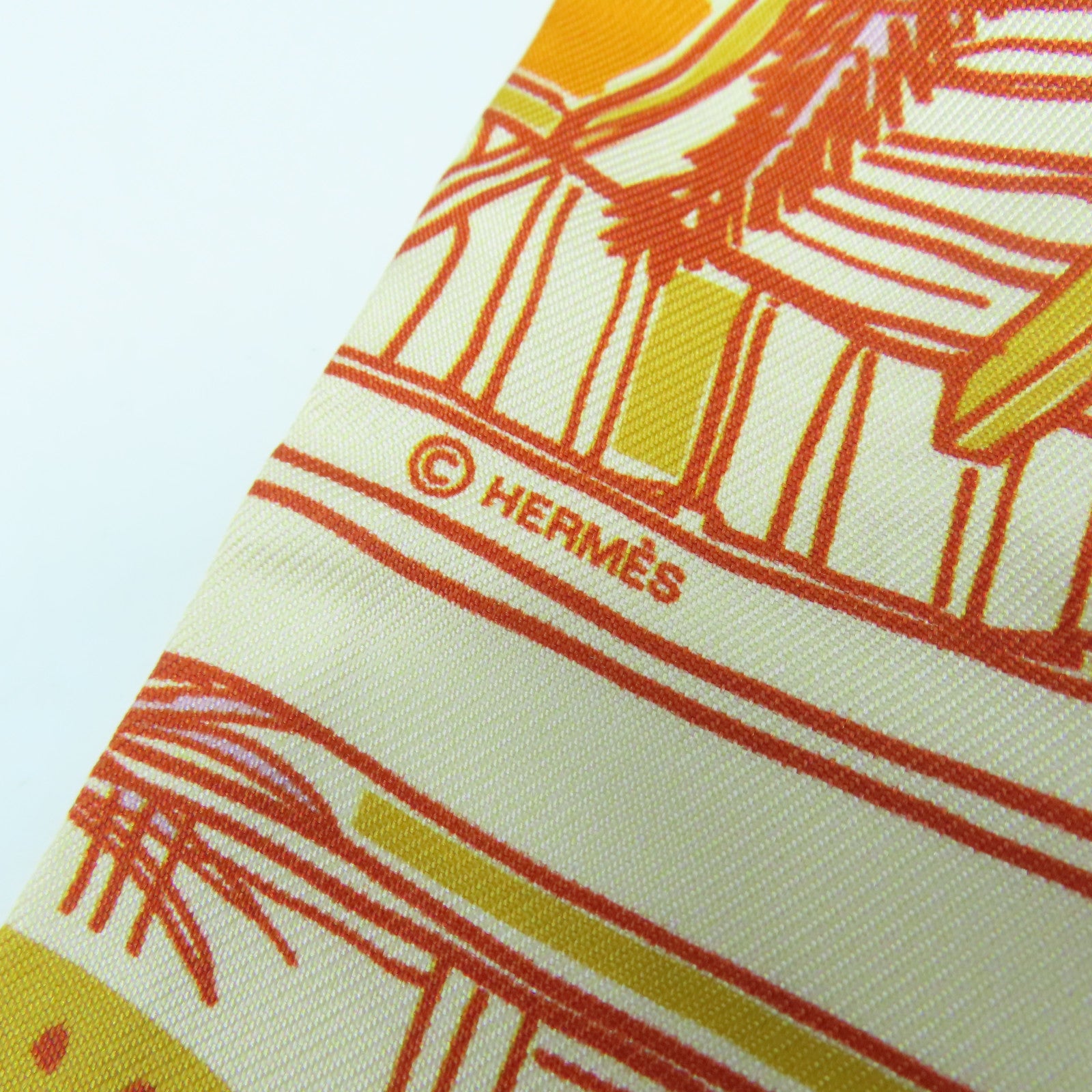 HERMES 【激減優惠】絲質Twilly絲巾橙色