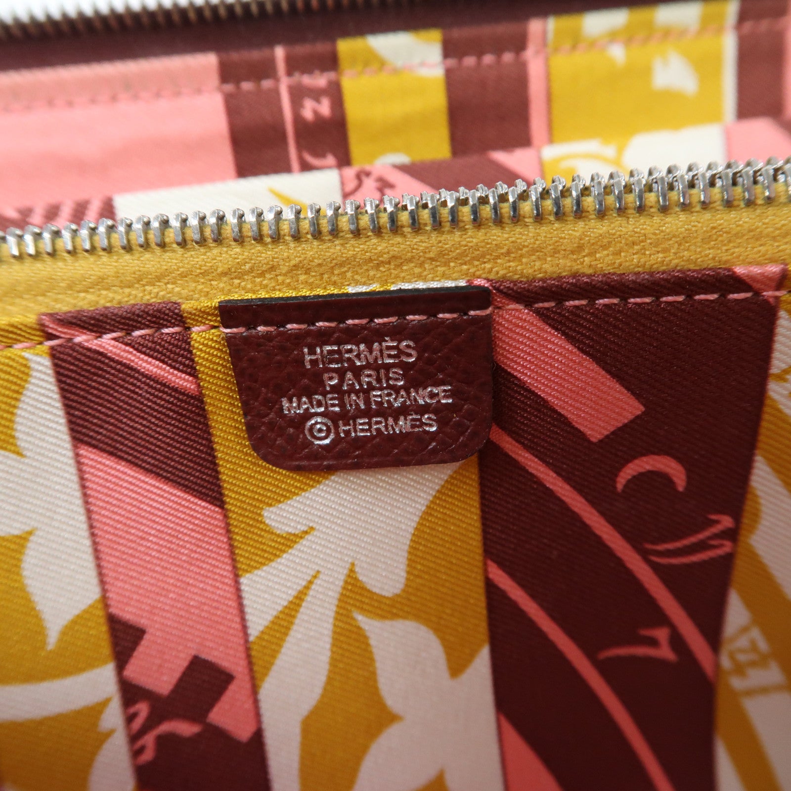 HERMES Epsom皮革Silk'In Wallet銀扣長錢包愛馬仕紅色