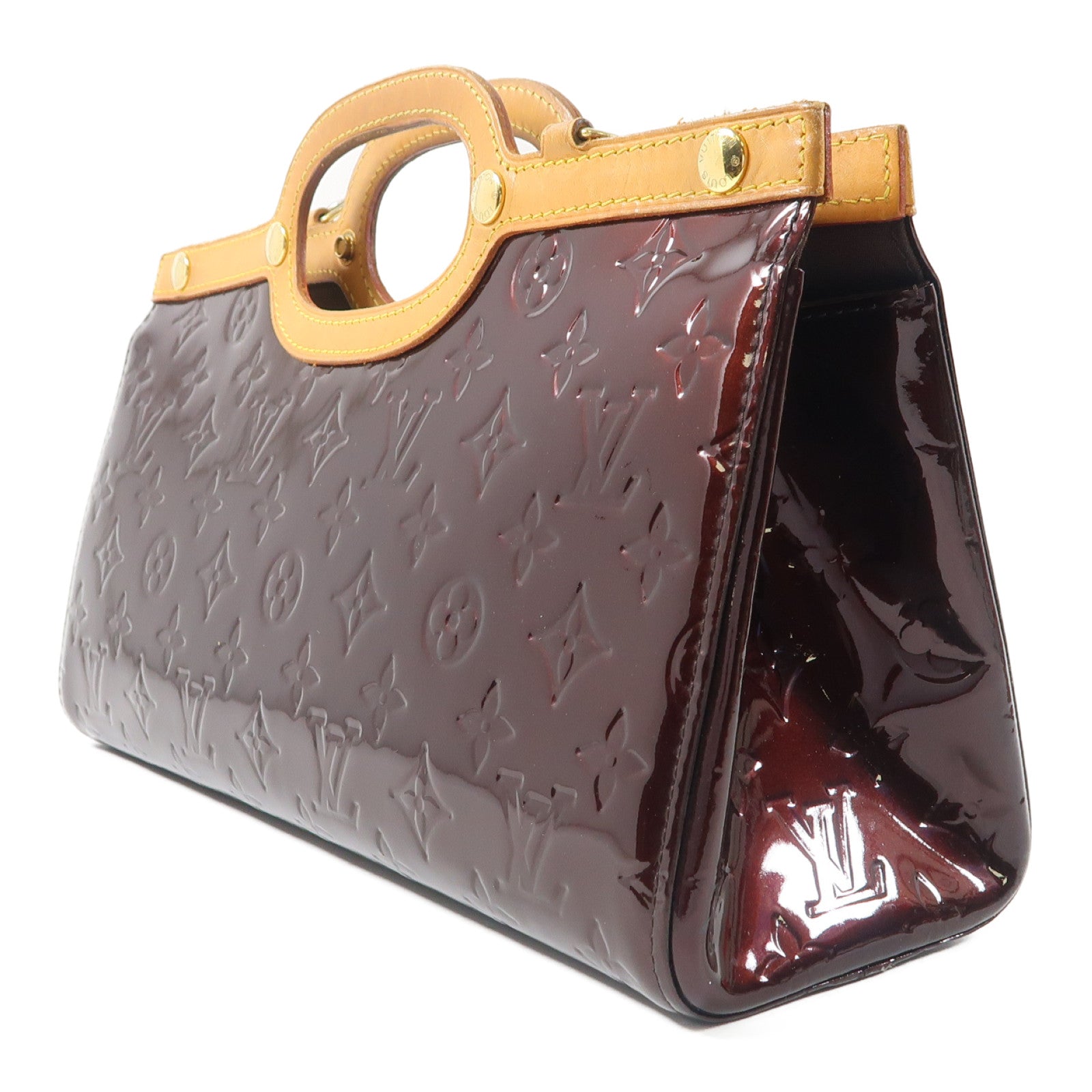LOUIS VUITTON Monogram Vernis Roxbury Drive金扣手挽肩背兩用袋酒紅色