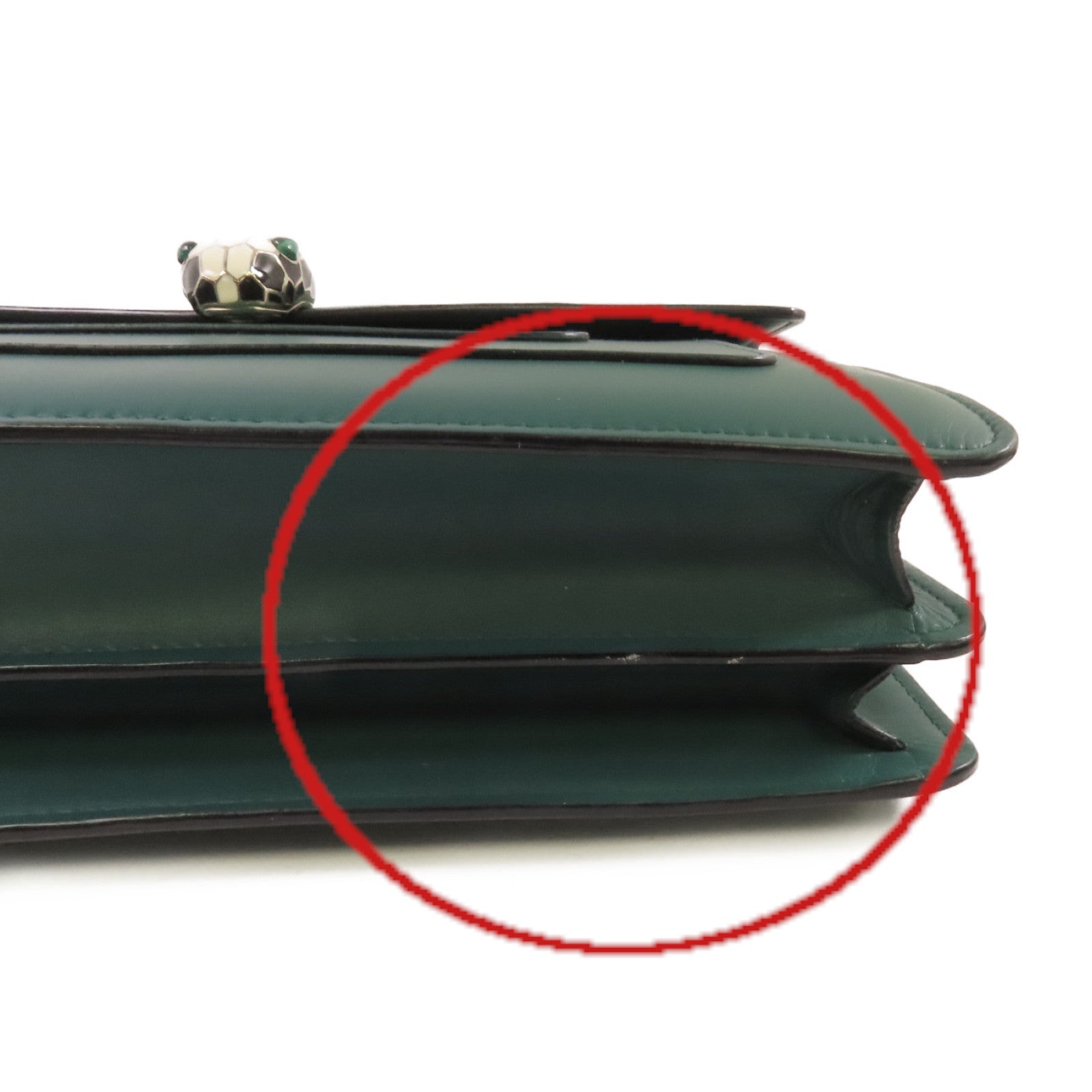 BVLGARI 牛皮皮革Serpenti Forever Shoulder Bag銀扣鏈帶肩背綠色