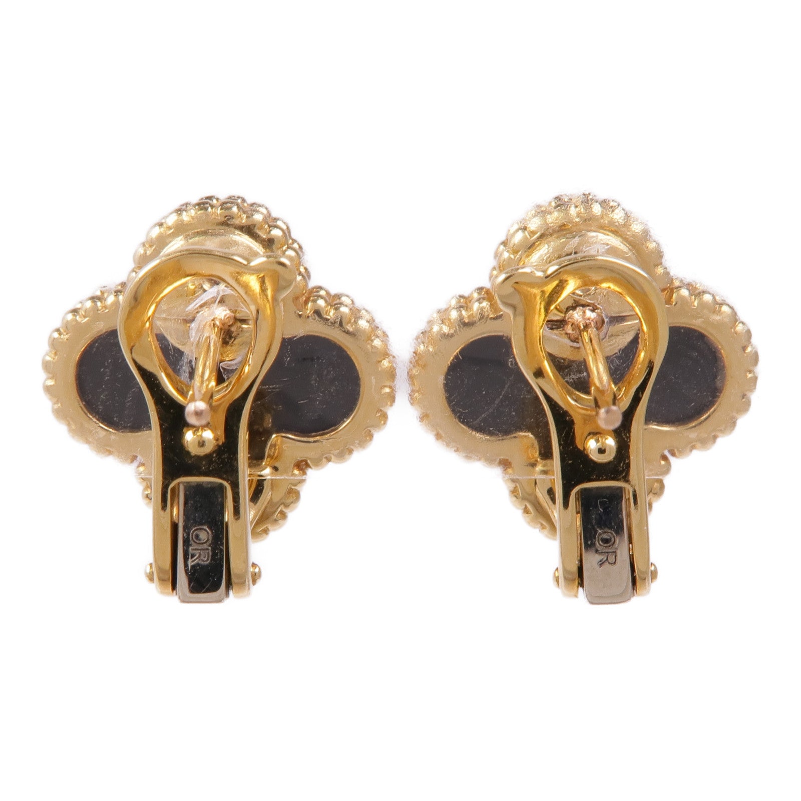 Van Cleef & Arpels 18K黃金/縞瑪瑙Vintage Alhambra Earrings耳環