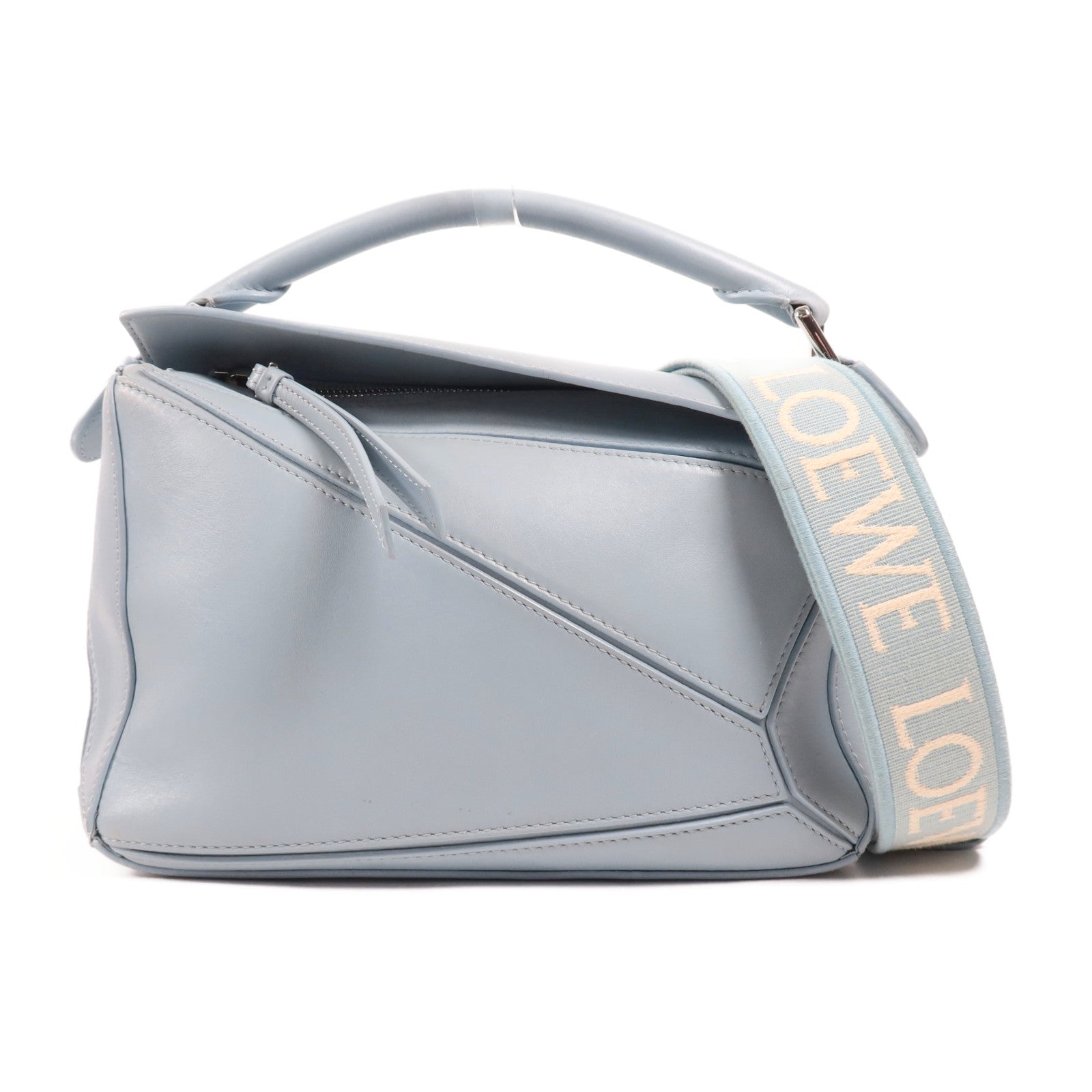 LOEWE 牛皮皮革Small Puzzle銀扣手挽肩背兩用袋