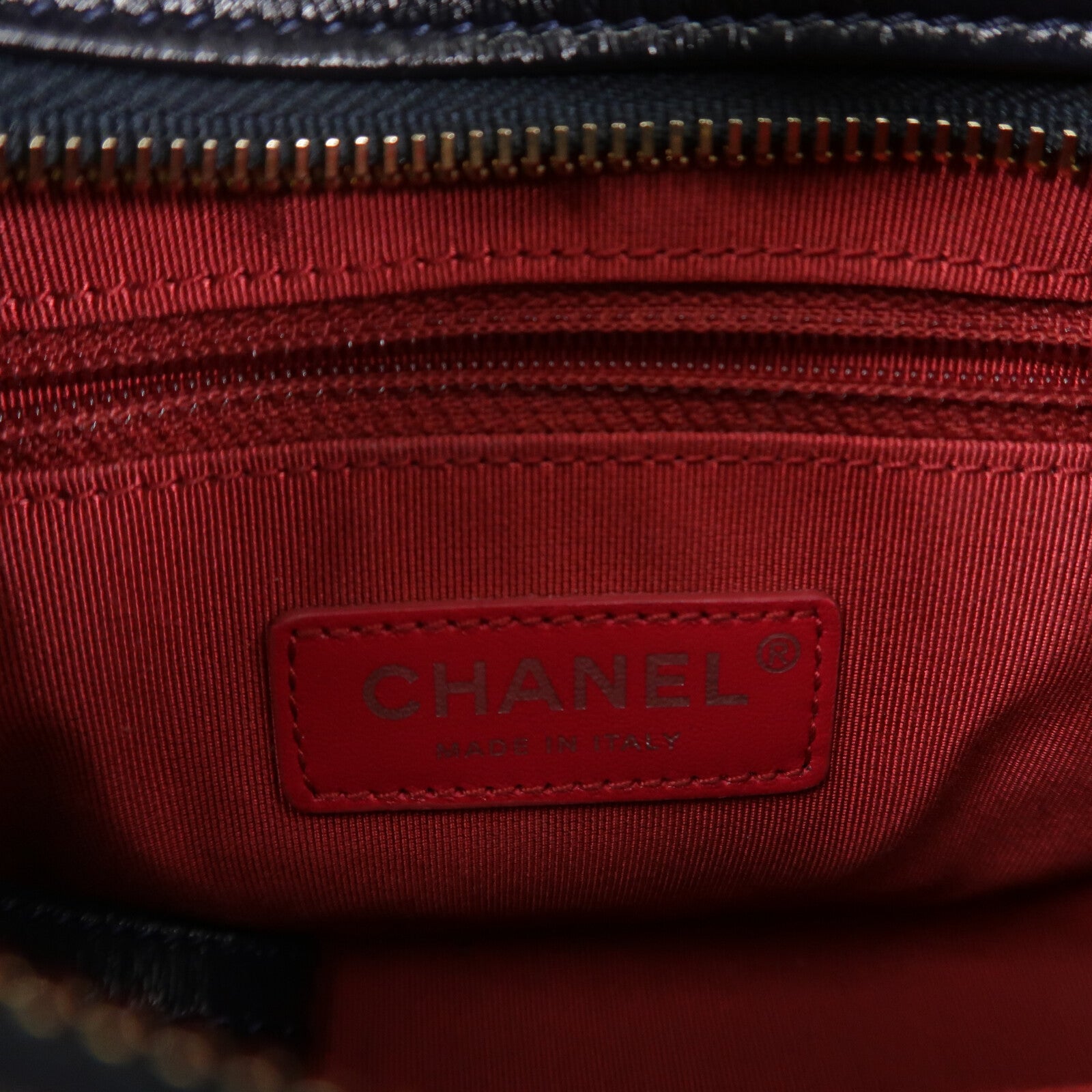 CHANEL 牛皮皮革/Tweed Navy Tweed Gabrielle Small鏈帶肩背袋
