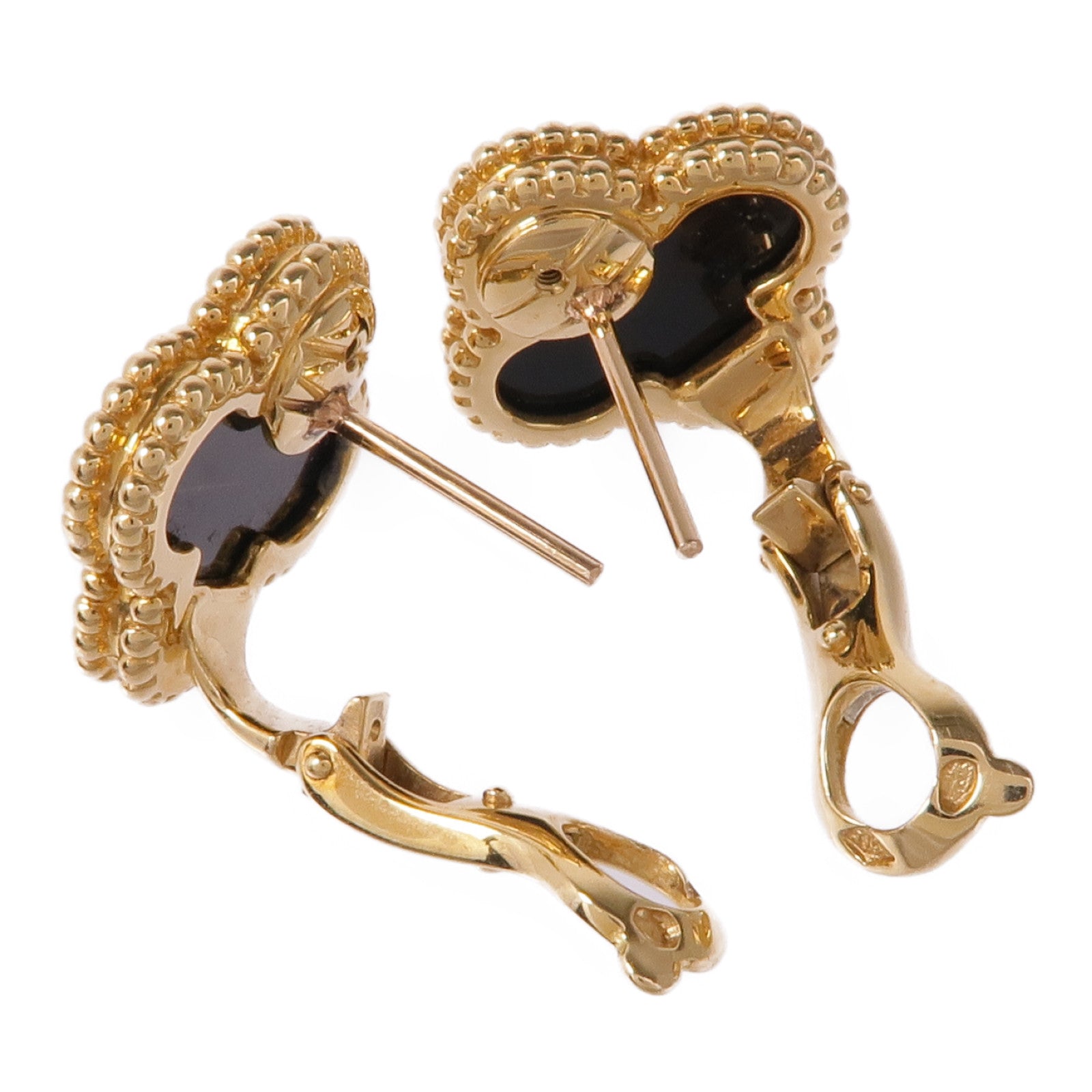 Van Cleef & Arpels 18K黃金/縞瑪瑙Vintage Alhambra Earrings耳環