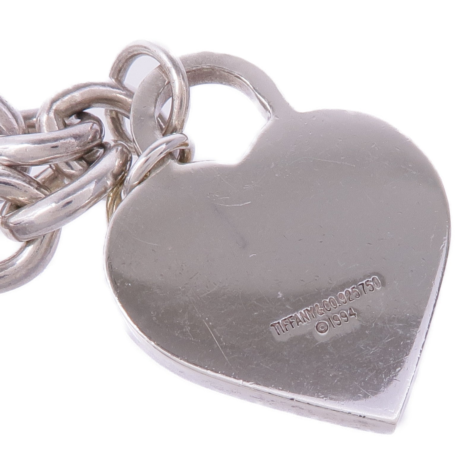 TIFFANY＆CO 925純銀/18K白金Heart Key Padlock Lock Choker Necklace項鍊