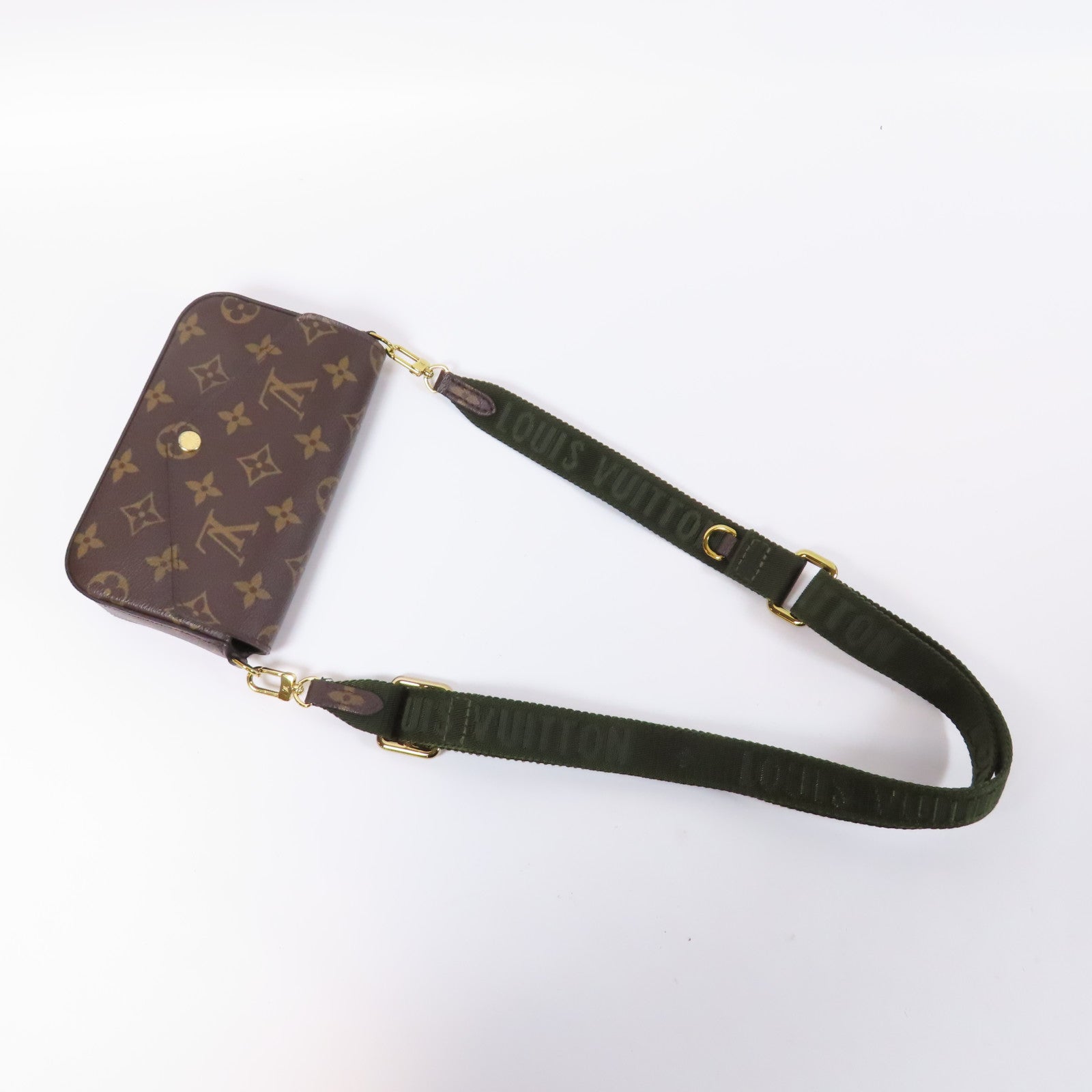 LOUIS VUITTON Monogram Mini Pochette Accessoires金扣肩背袋啡色