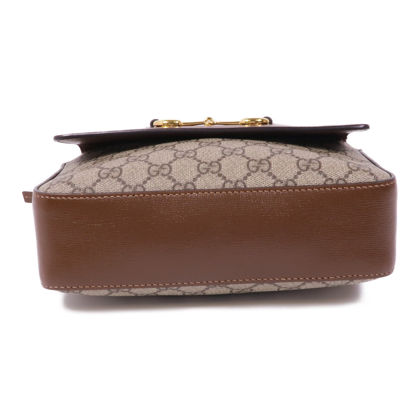 GUCCI 塗層帆布/皮革Horsebit 1955金扣肩背袋