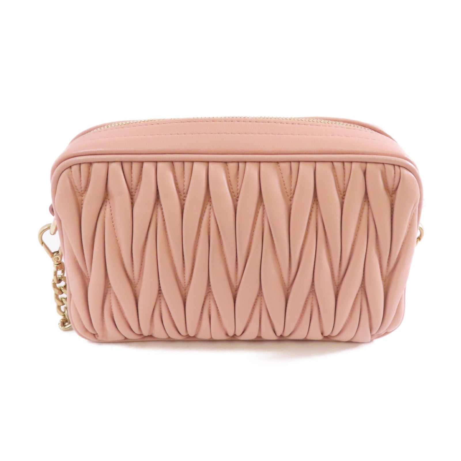 Miu Miu 羊皮皮革Chain Shoulder Bag金扣鏈帶肩背袋粉紅色