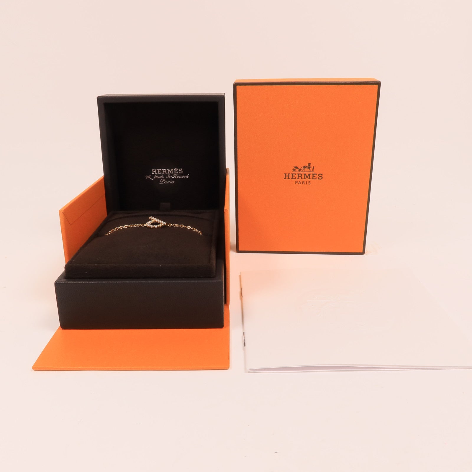 HERMES 18K玫瑰金Finesse Bracelet鑽石手鏈