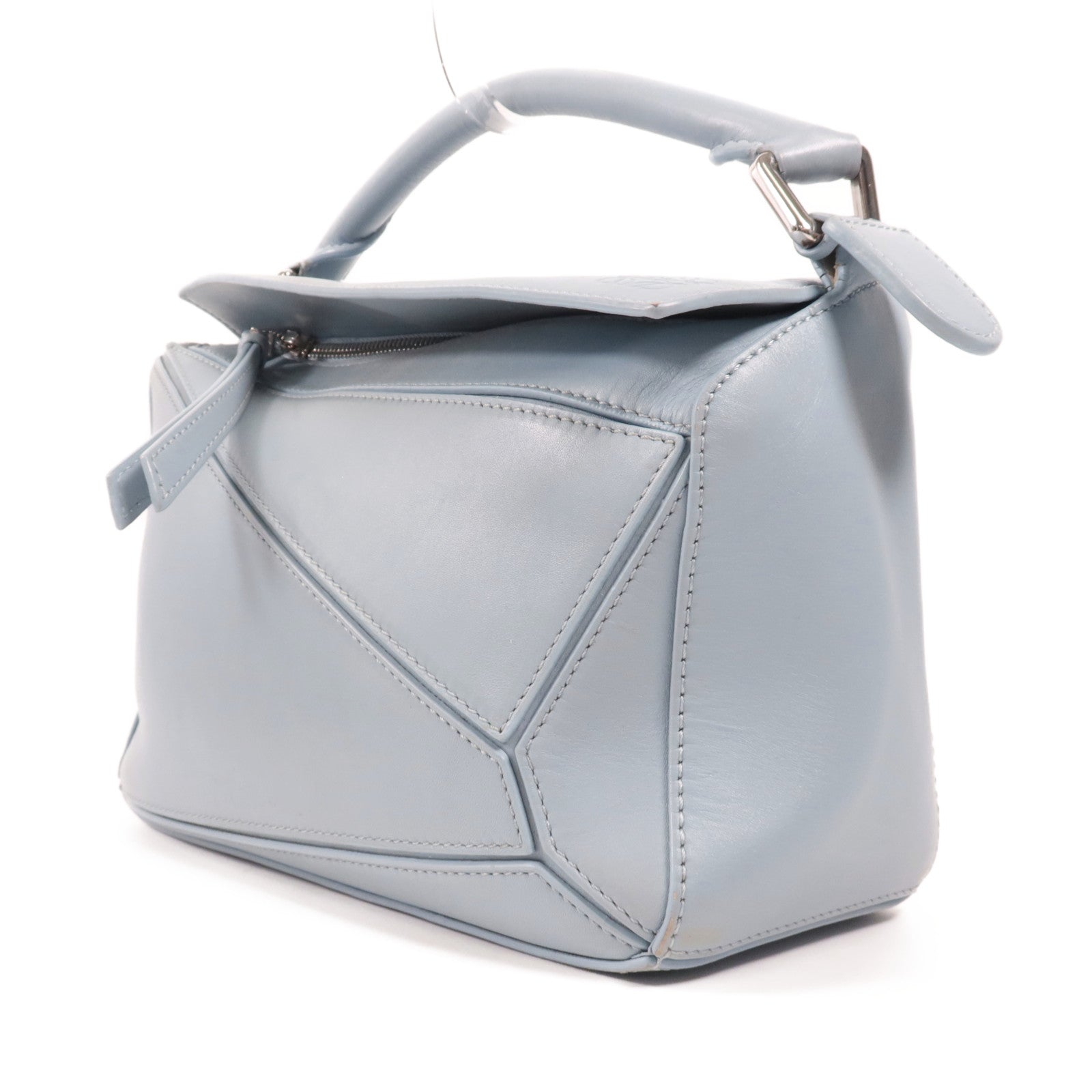 LOEWE 牛皮皮革Small Puzzle銀扣手挽肩背兩用袋