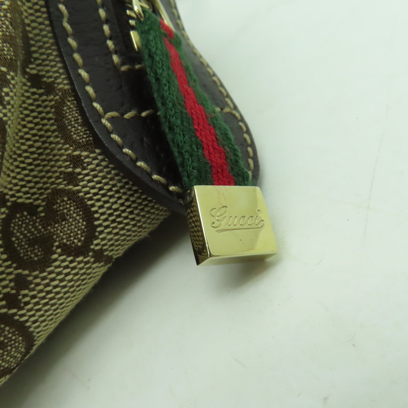 GUCCI 【激減優惠】帆布Shoulder Bag金扣肩背袋啡色