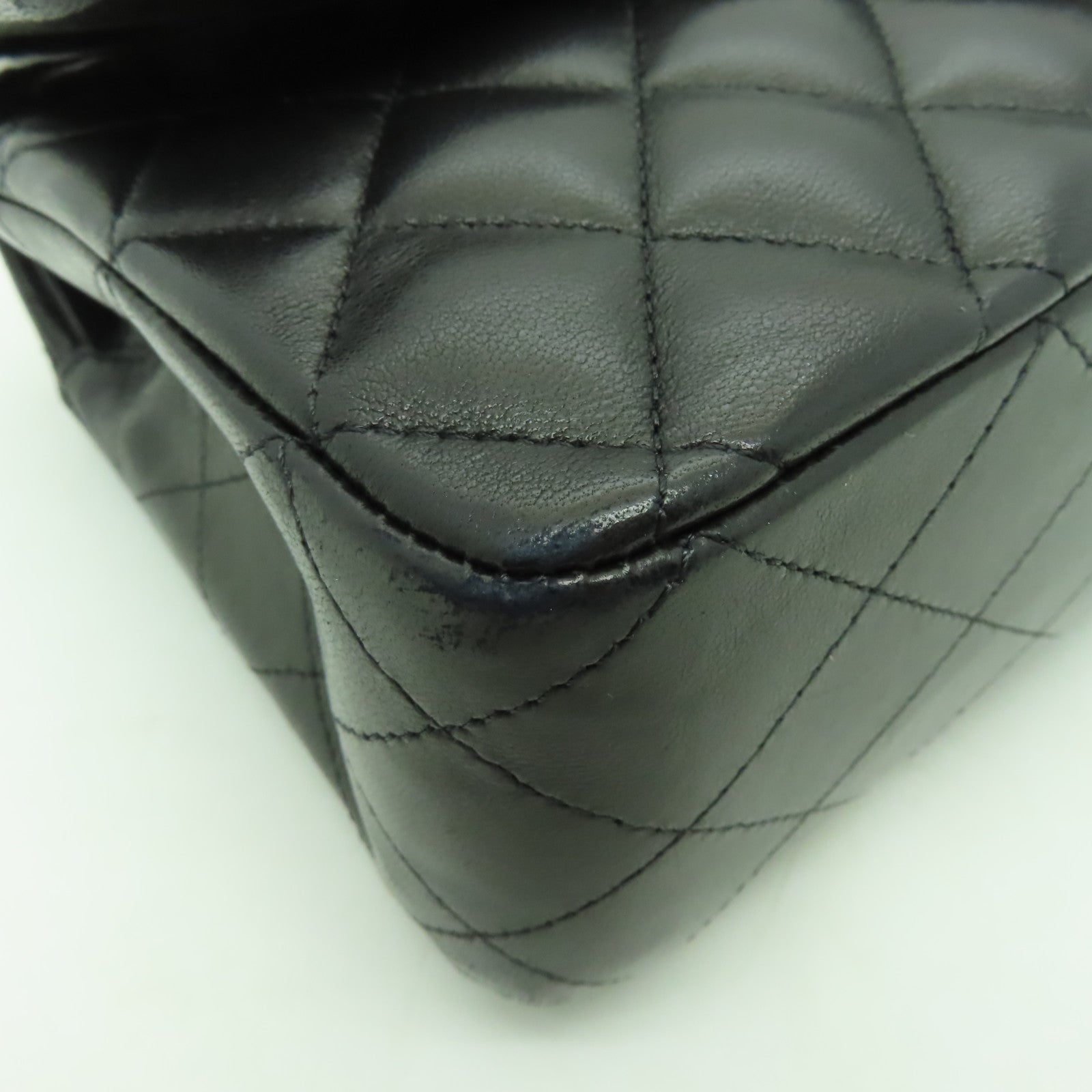 CHANEL 【清倉大減價】菱格羊皮皮革Classic 25銀扣鏈帶肩背袋黑色
