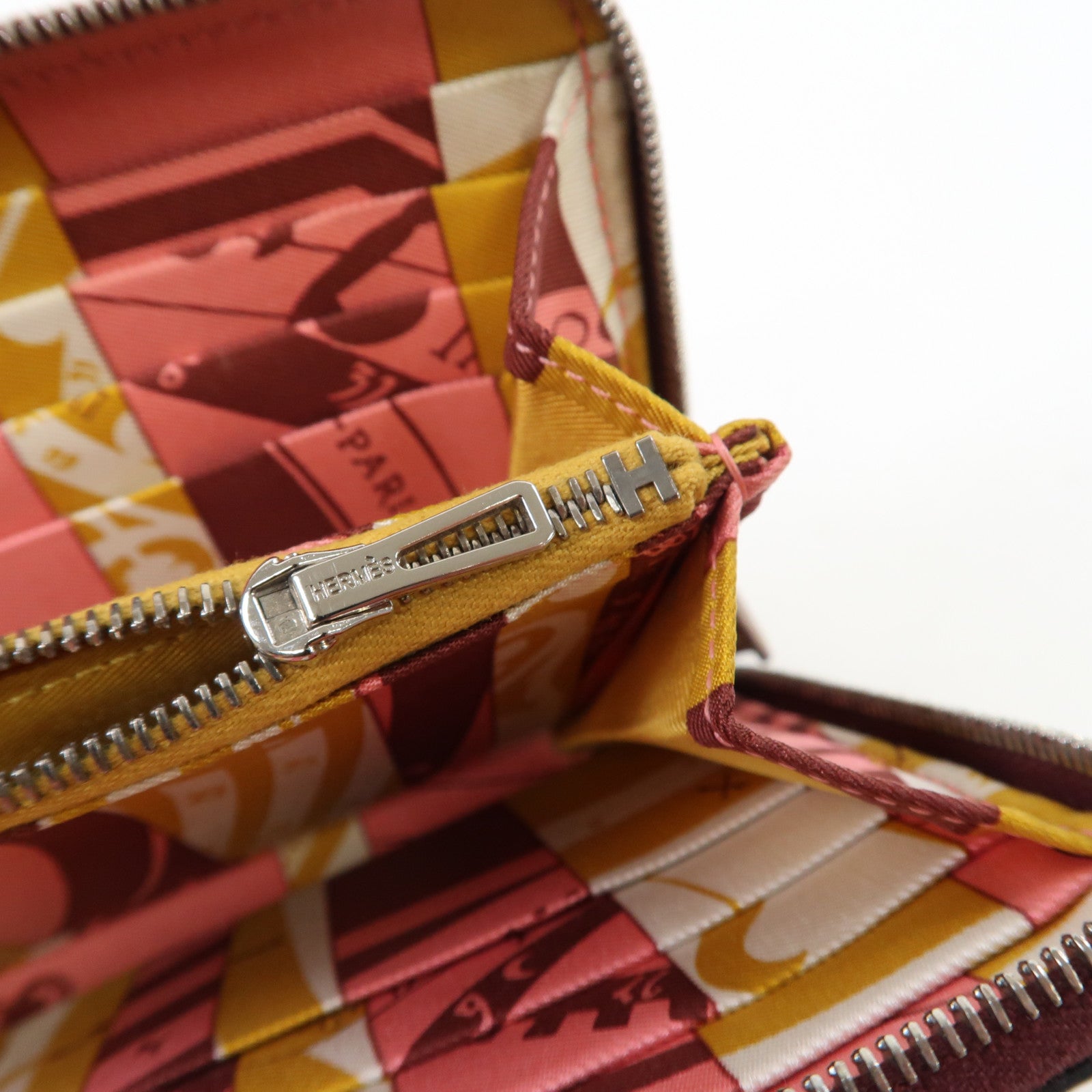 HERMES Epsom皮革Silk'In Wallet銀扣長錢包愛馬仕紅色