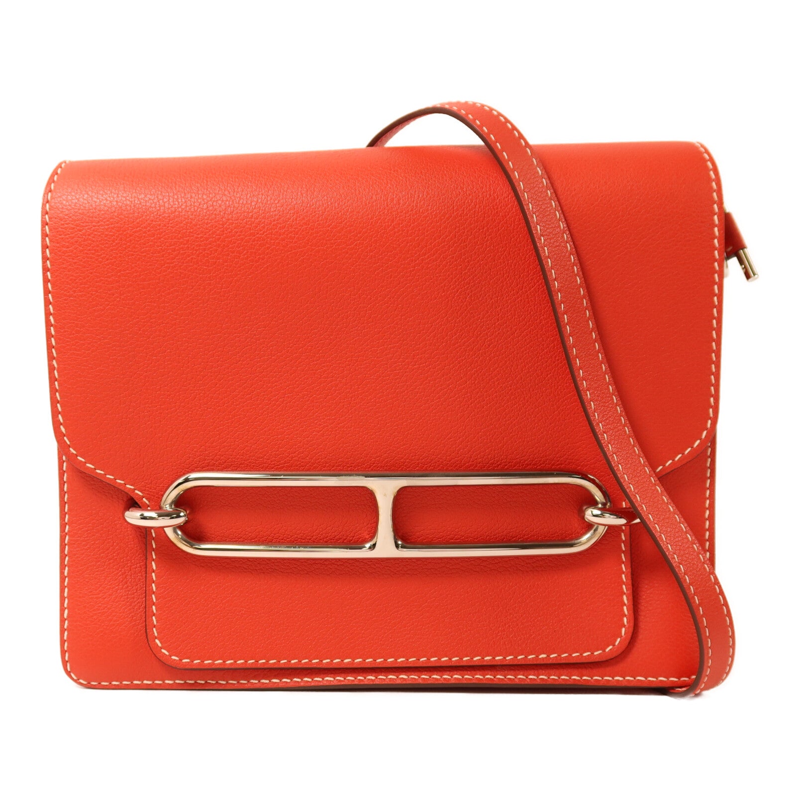 HERMES Evercolor皮革Roulis 23銀扣肩背袋Sanguine