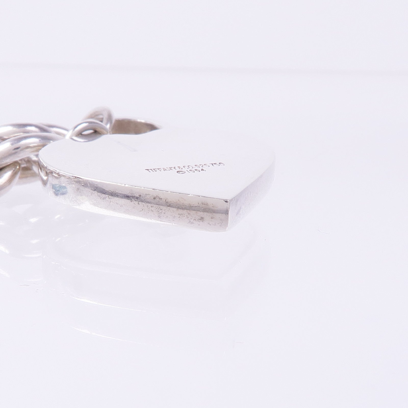 TIFFANY＆CO 925純銀/18K白金Heart Key Padlock Lock Choker Necklace項鍊