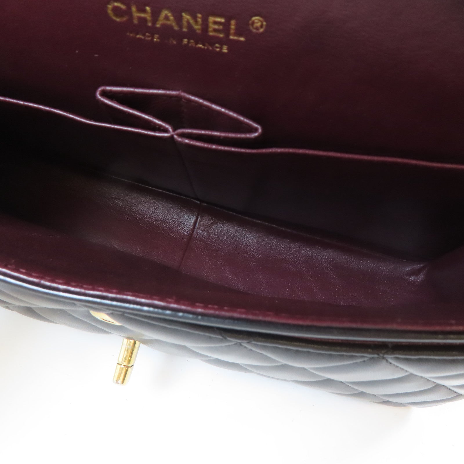 CHANEL 菱格羊皮皮革Classic Jumbo Bag金扣鏈帶肩背袋黑色