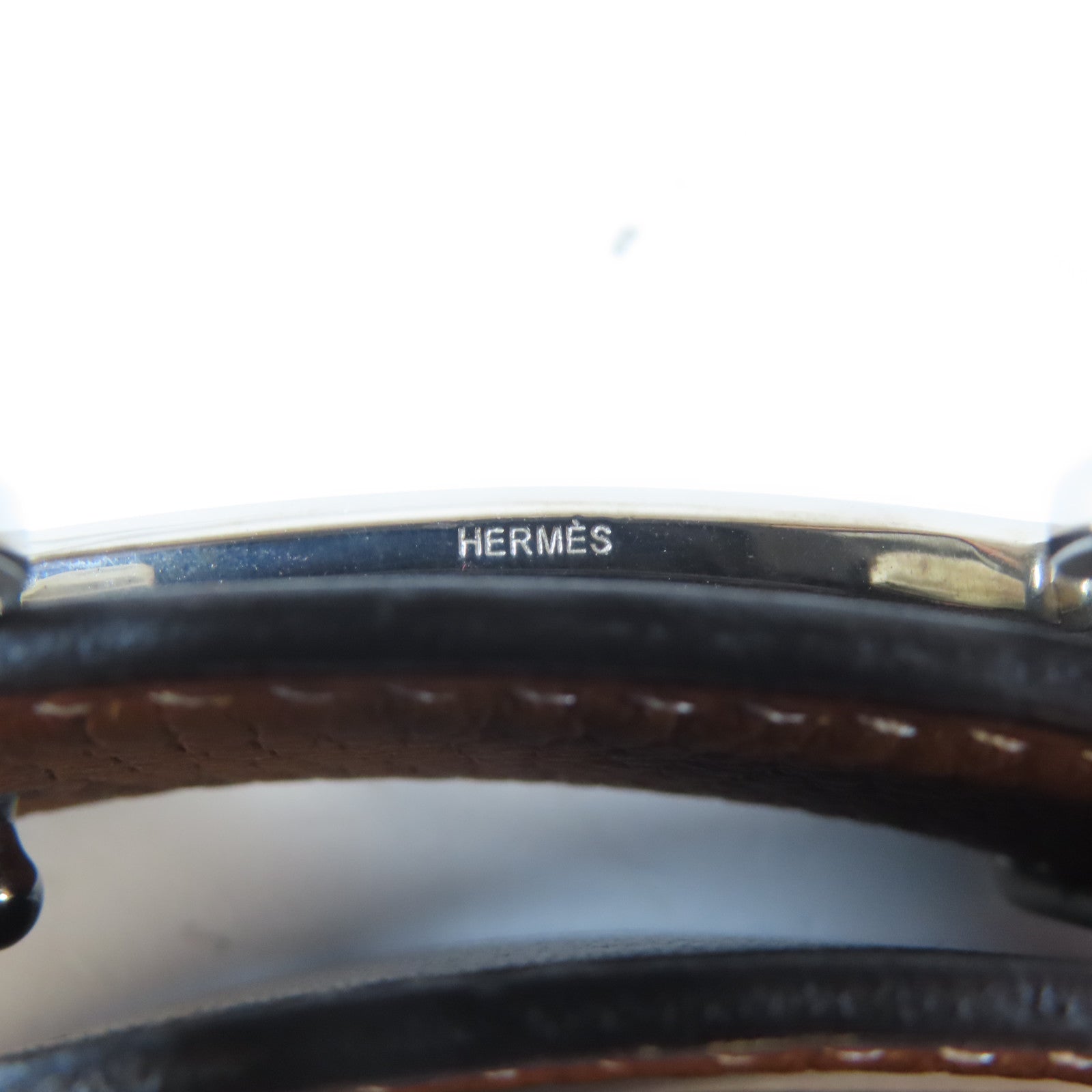 HERMES 皮革Belt銀扣皮帶黑色/啡色80cm
