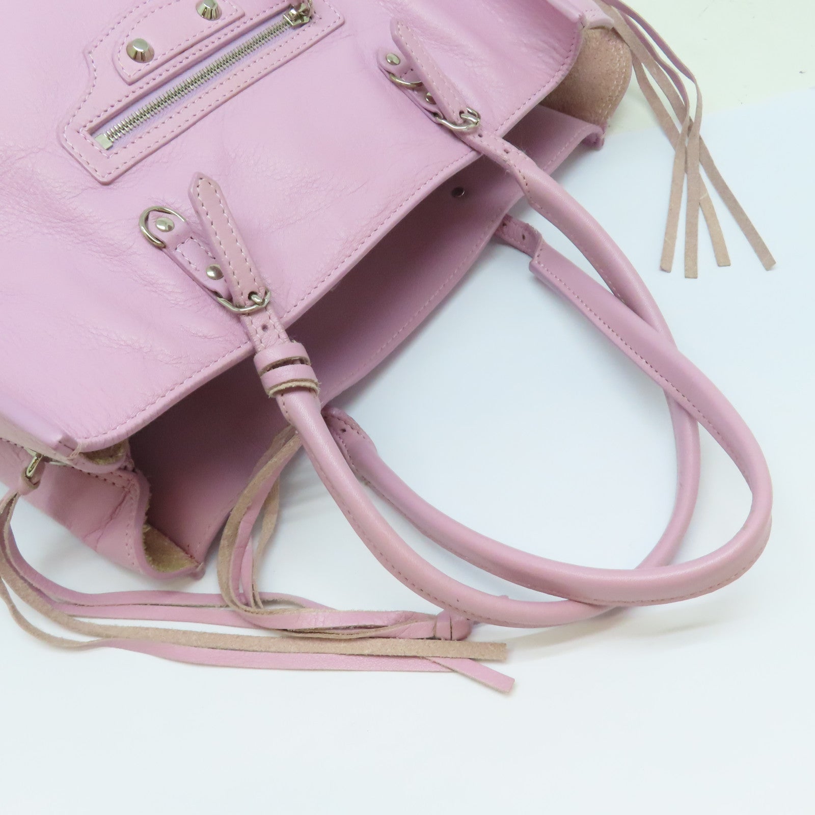 BALENCIAGA 【激減優惠】牛皮皮革Papier Tote銀扣手挽袋紫色