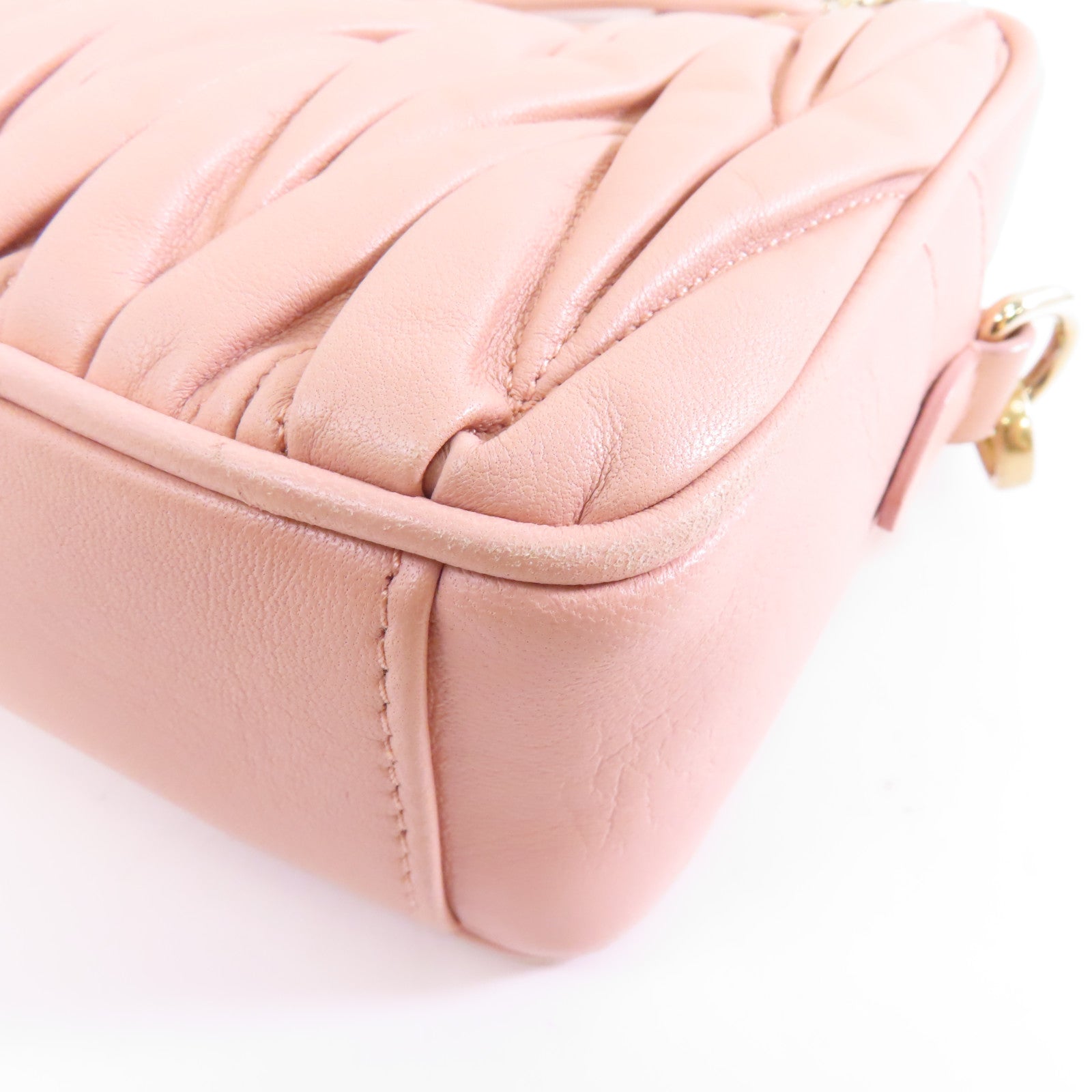 Miu Miu 羊皮皮革Chain Shoulder Bag金扣鏈帶肩背袋粉紅色