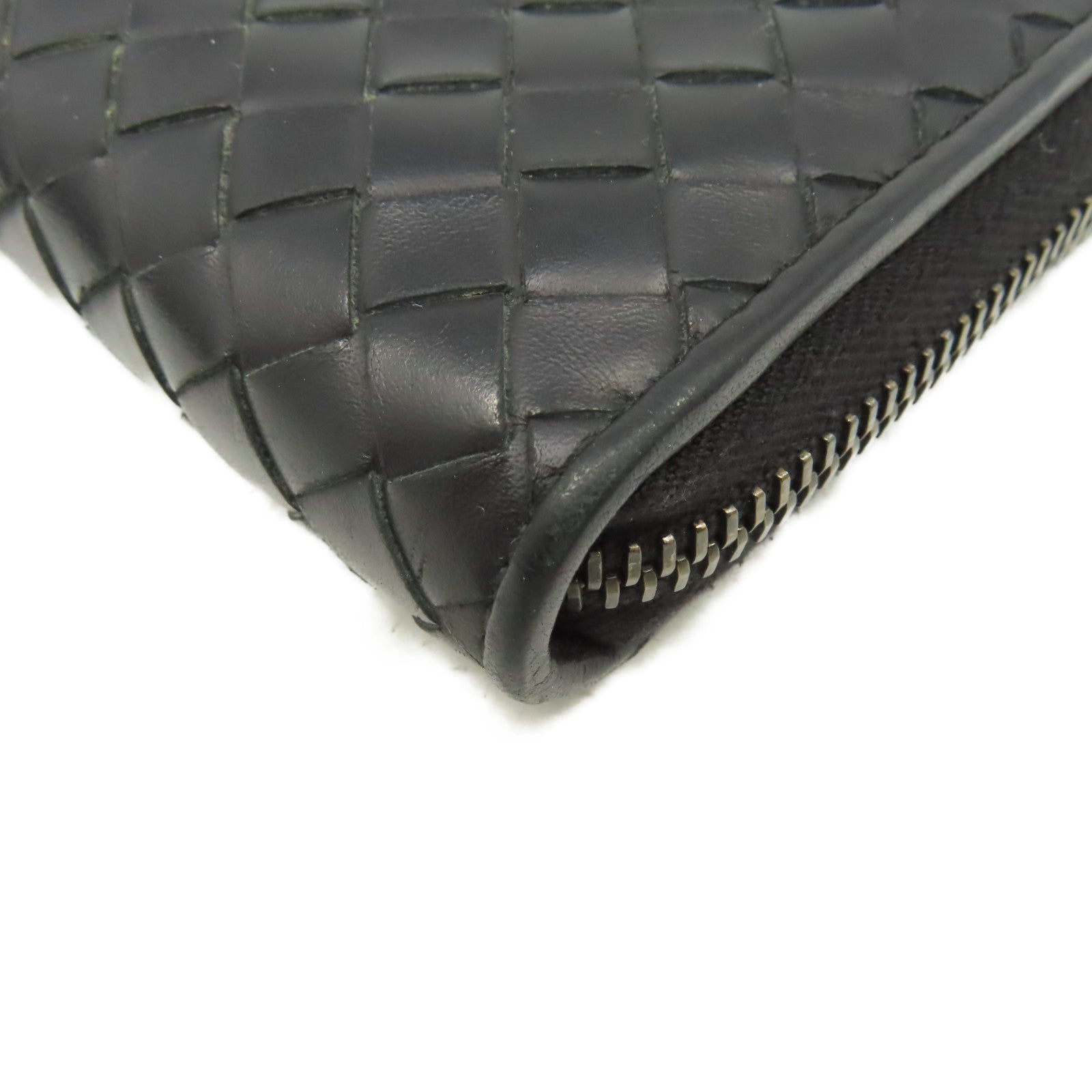 BOTTEGA VENETA 【激減優惠】織紋皮革Zipper Long Wallet拉鏈長錢包黑色