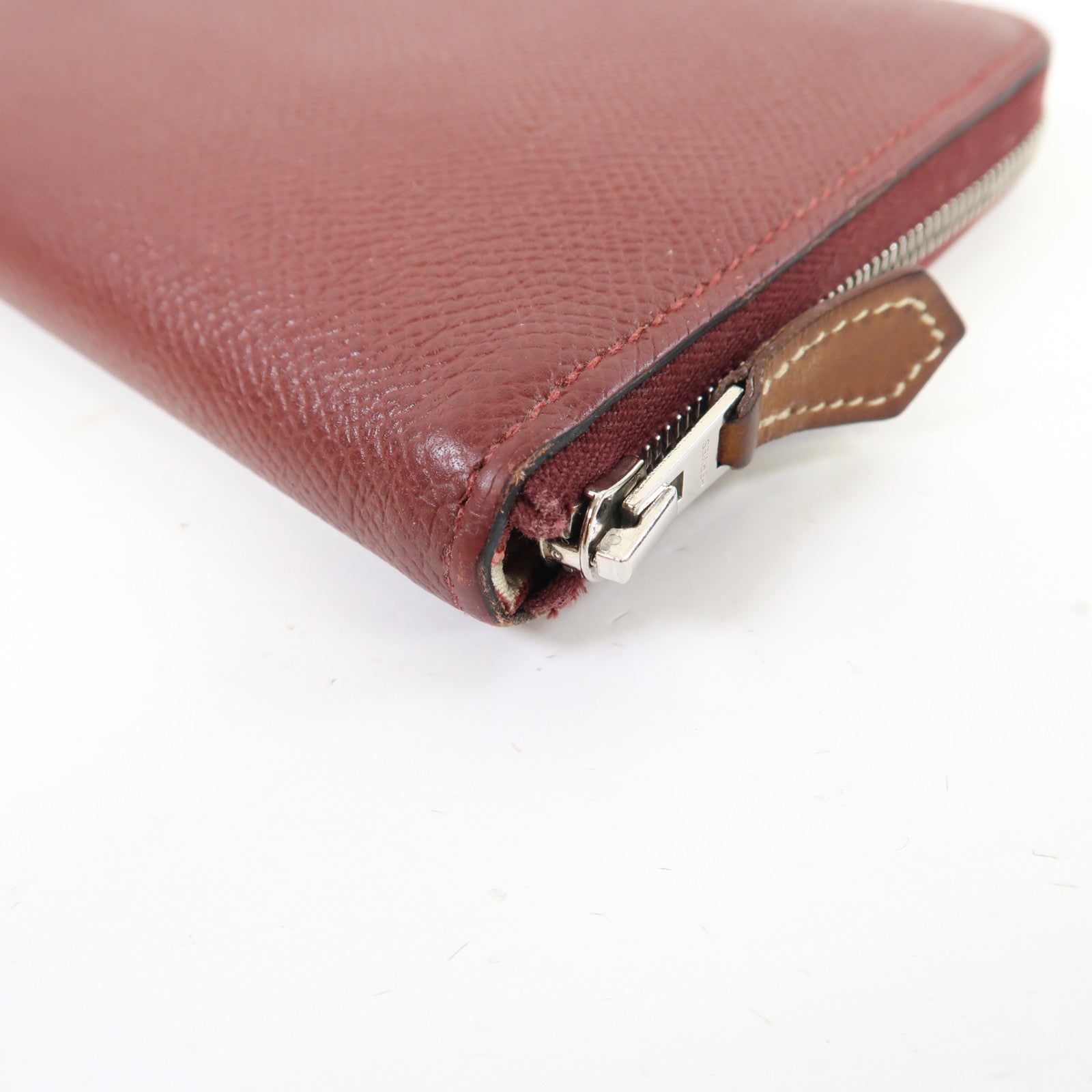 HERMES Epsom皮革Silk'In Wallet銀扣長錢包愛馬仕紅色