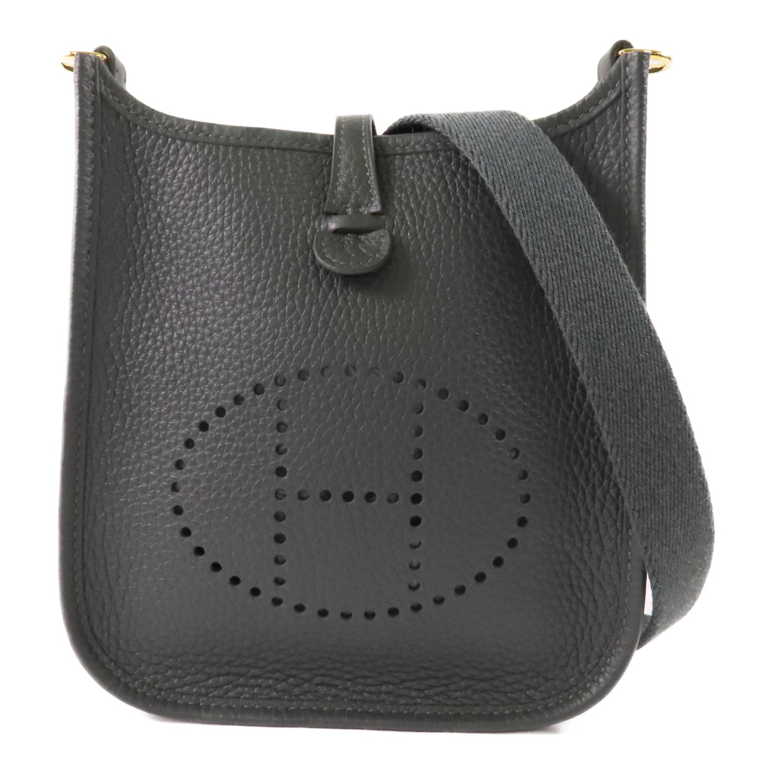 HERMES Clemence皮革Evelyne TPM銀扣肩背袋Vert Amande